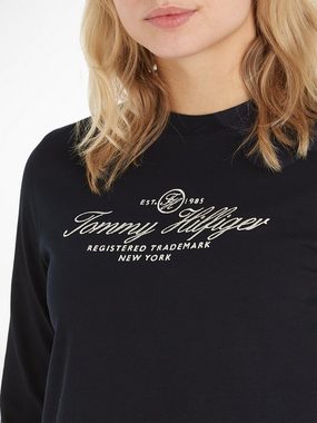 Tommy Hilfiger Langarmshirt mit dezentem Markenlabel auf dem Ärmelabschluss