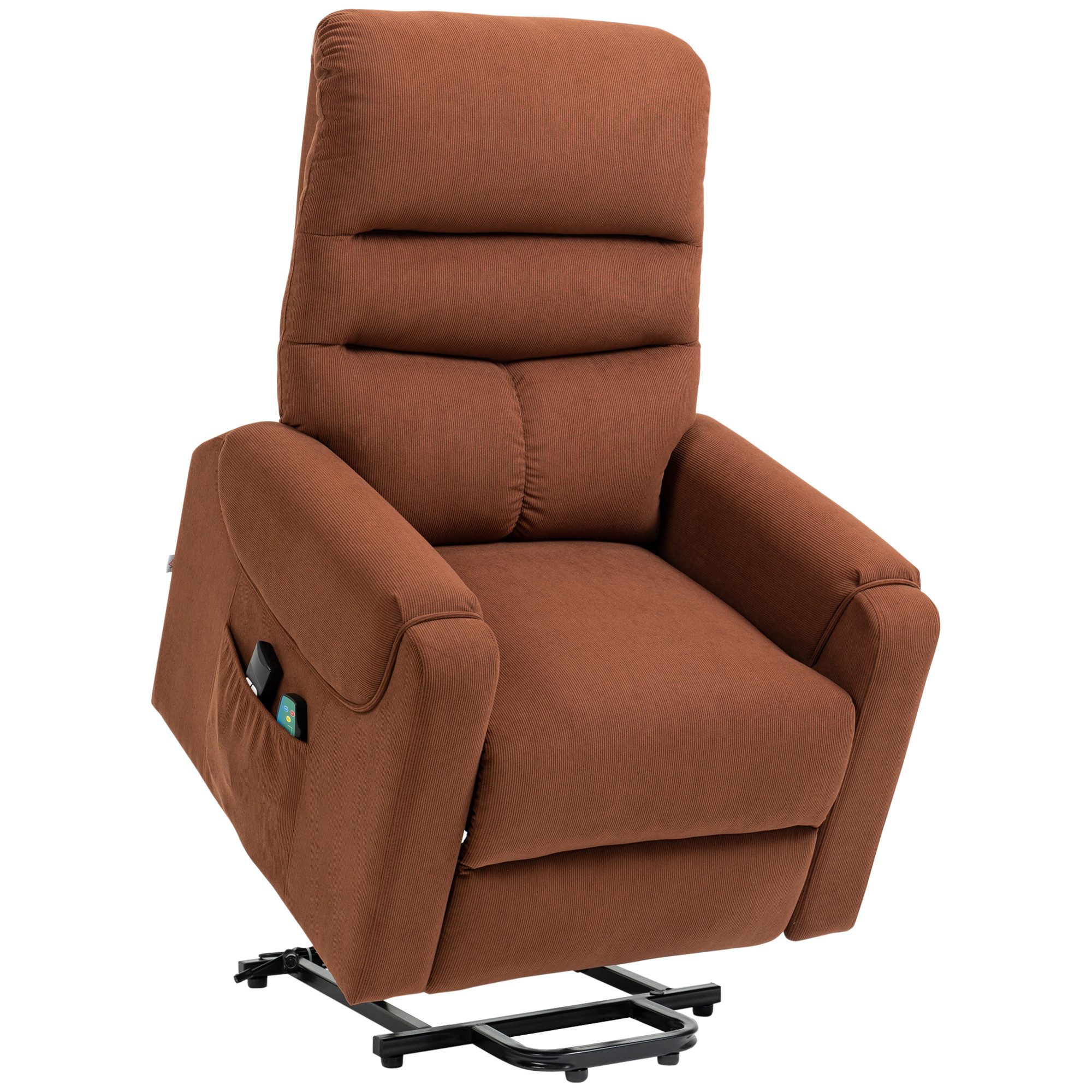 HOMCOM Massagesessel Fernsehsessel mit Aufstehhilfe, Massagesessel mit Liegefunktion (Set, 1-St., Massagesessel), Massagesessel mit Liegefunktion, Braun – Bild 2 von 5