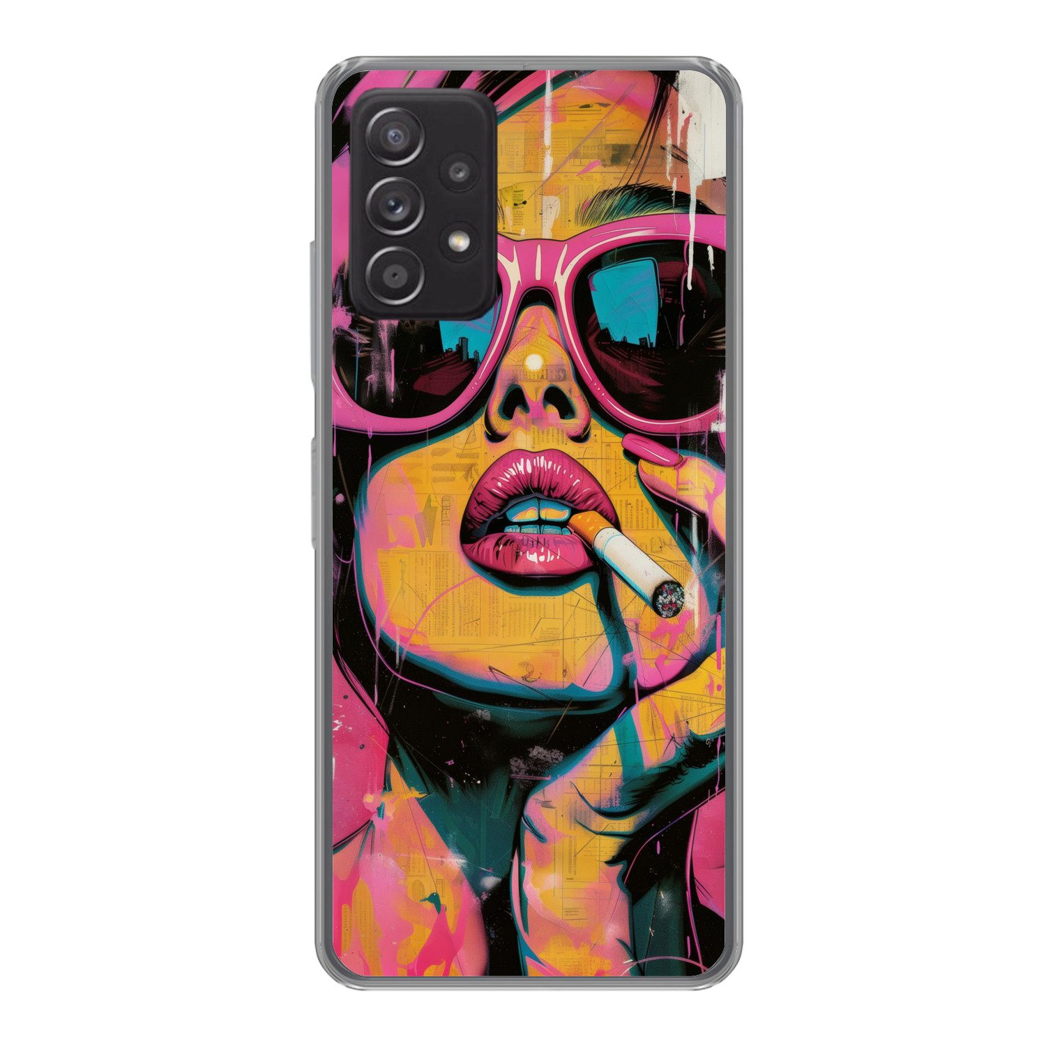 MuchoWow Handyhülle für Samsung Galaxy A53 5G Porträt - Frau - Abstrakt - Sonnenbrille, Phone Case, Silikon, Schutzhülle Dünn