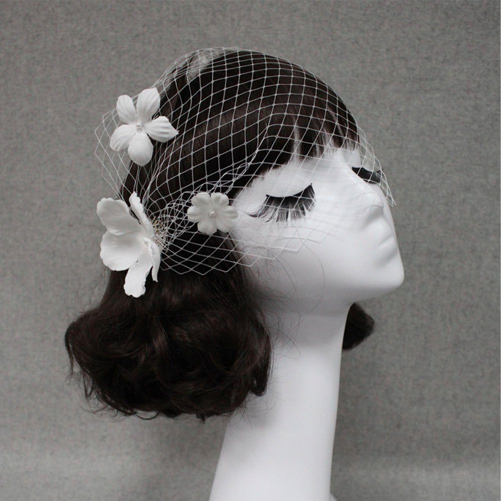 AUzzO~ Diadem Haarbänder Vintage Party Headpiece (1 Französische Petal Bridal Hochzeit brautschleier Schleier Stück)