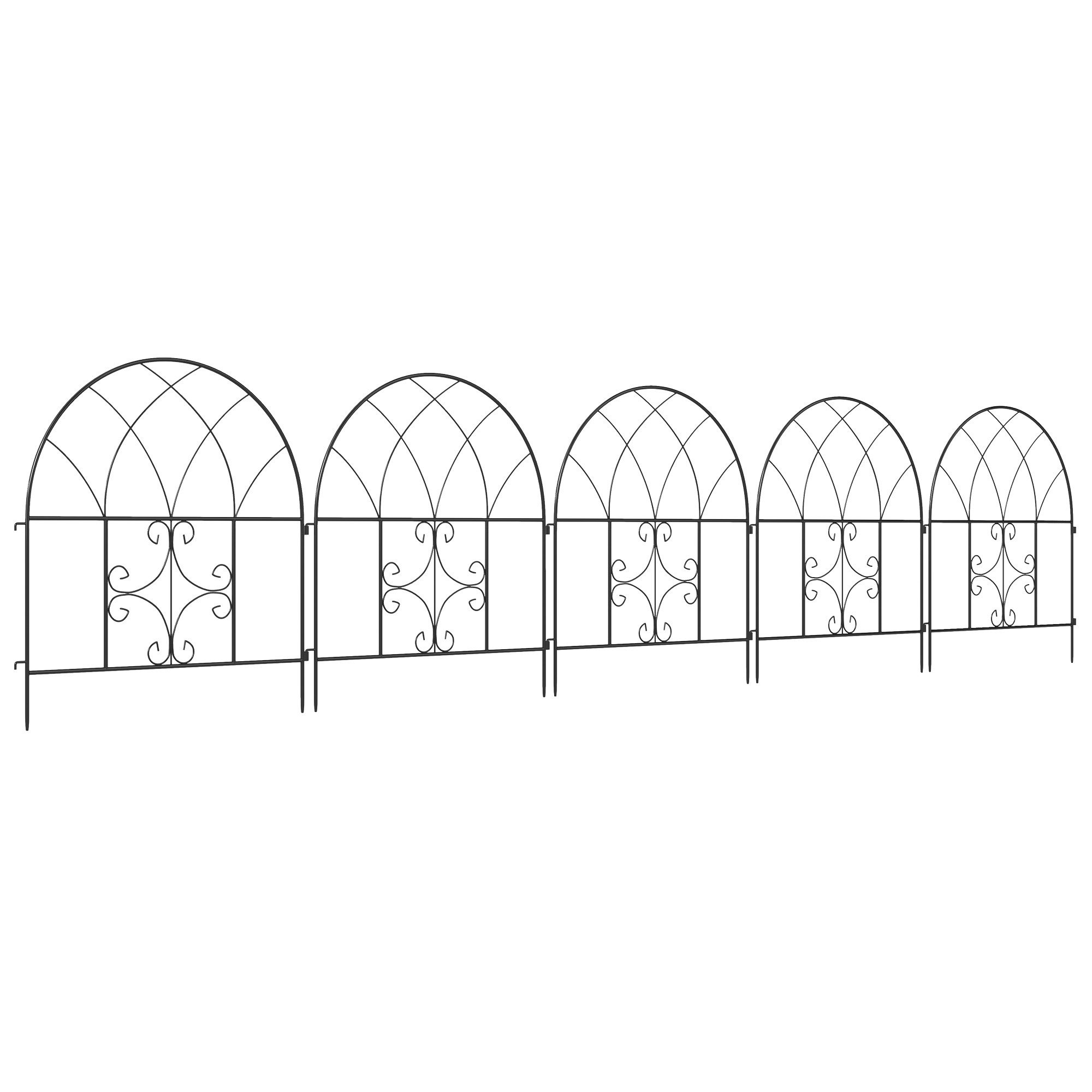 Kunsthecke Gartenzaun Stahl 300x70 cm Dekorativer Gitterzaun Schwarz, furnicato, Höhe 59 cm