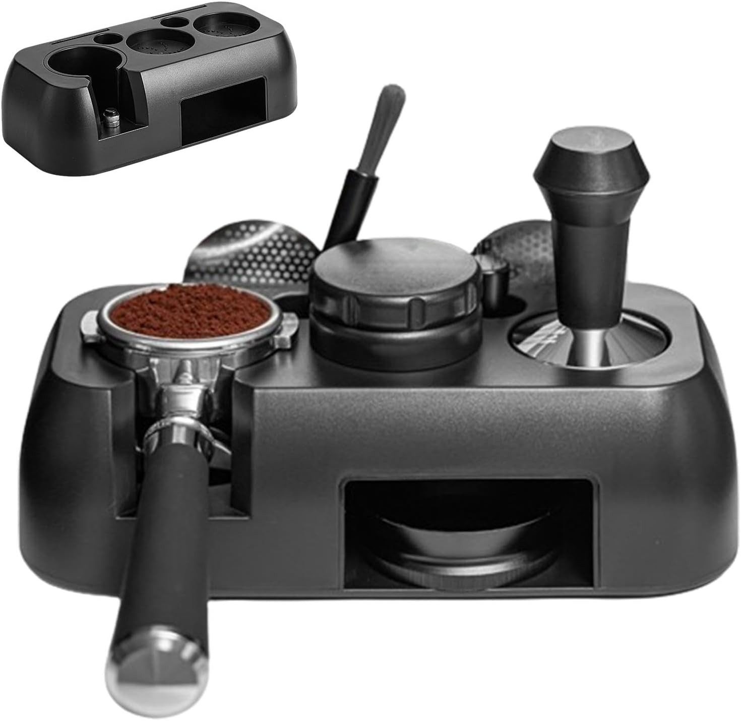 AURIVION Tamperstation Tamperstation 51-58 mm für Espressomaschine & Kaffee, Kaffee Tamper Halter mit Andrückständer für Baristas