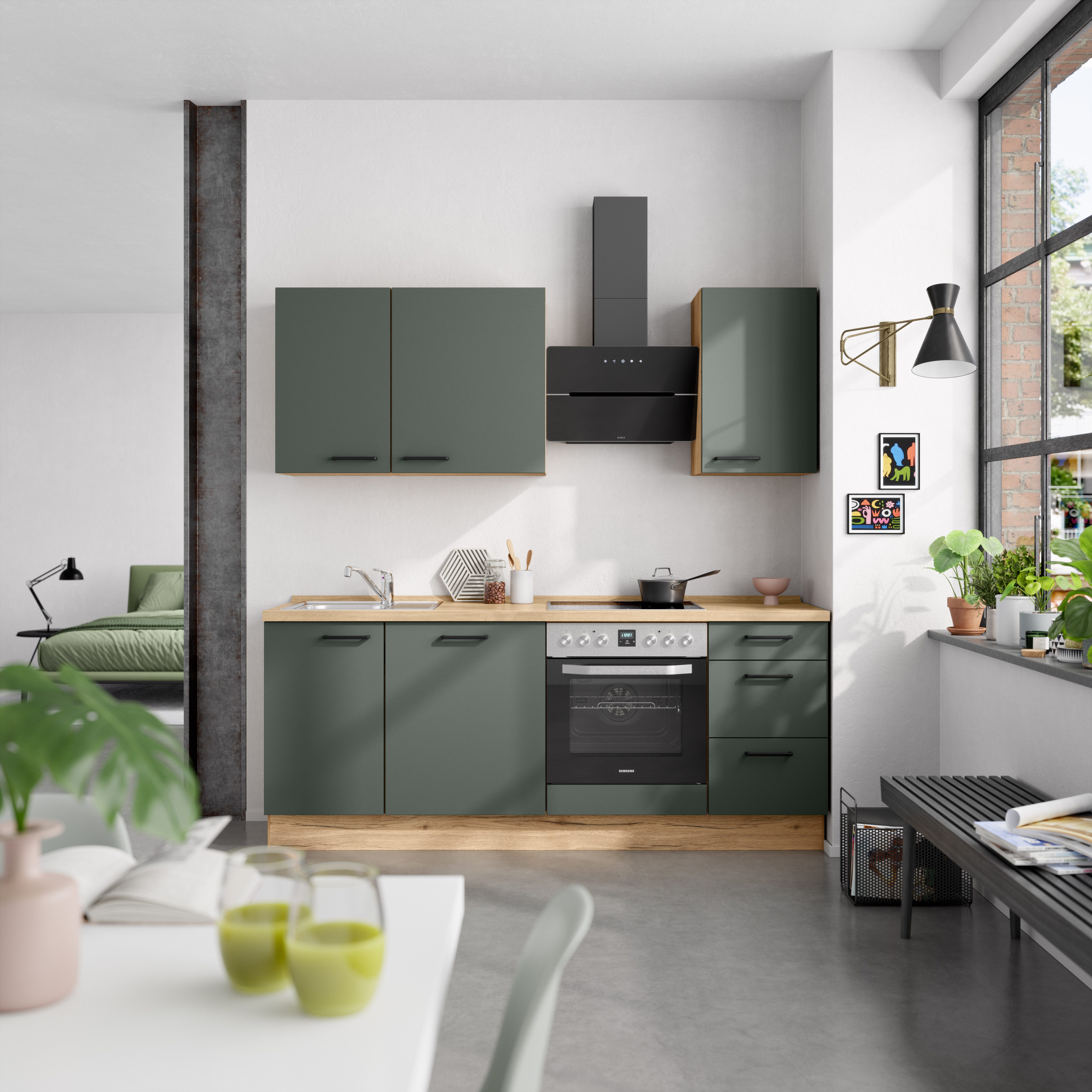 nobilia® Küchenzeile "Easytouch II", NEU: individuell anpassbar mit gratis Profi-Beratung, vormontiert, Breite 210 cm, Ausrichtung wählbar, wahlw. mit E-Geräten