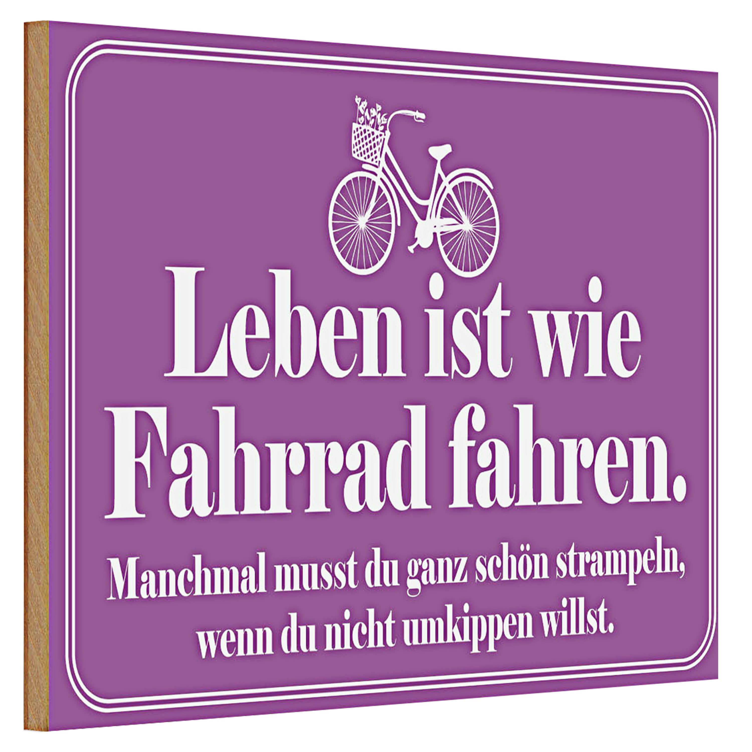 Roomando Holzbild Holzschild Spruch 30x20cm Leben ist wie Fahrrad fahren