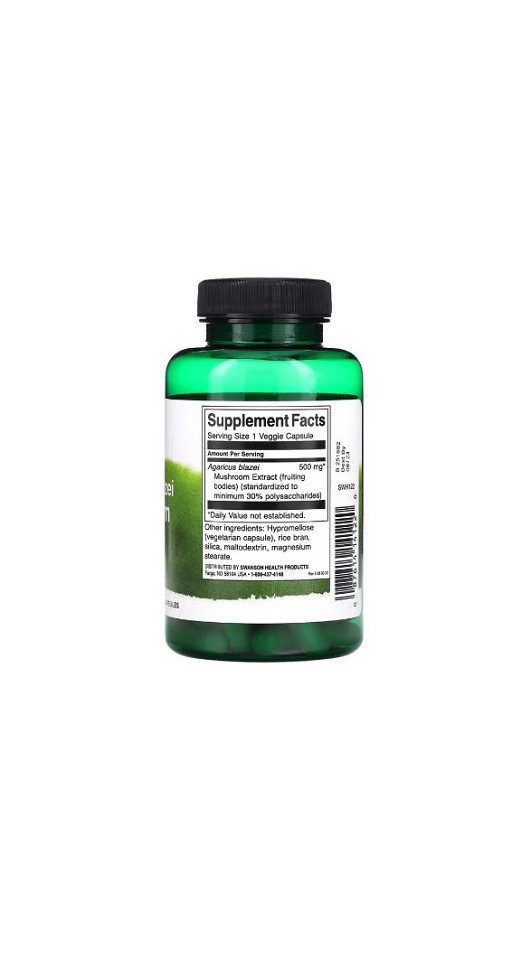 Swanson Health Products Agaricus Blazei-Pilzextrakt 500 mg - 90 Kapseln Kapseln, 200 g, Kapseln
