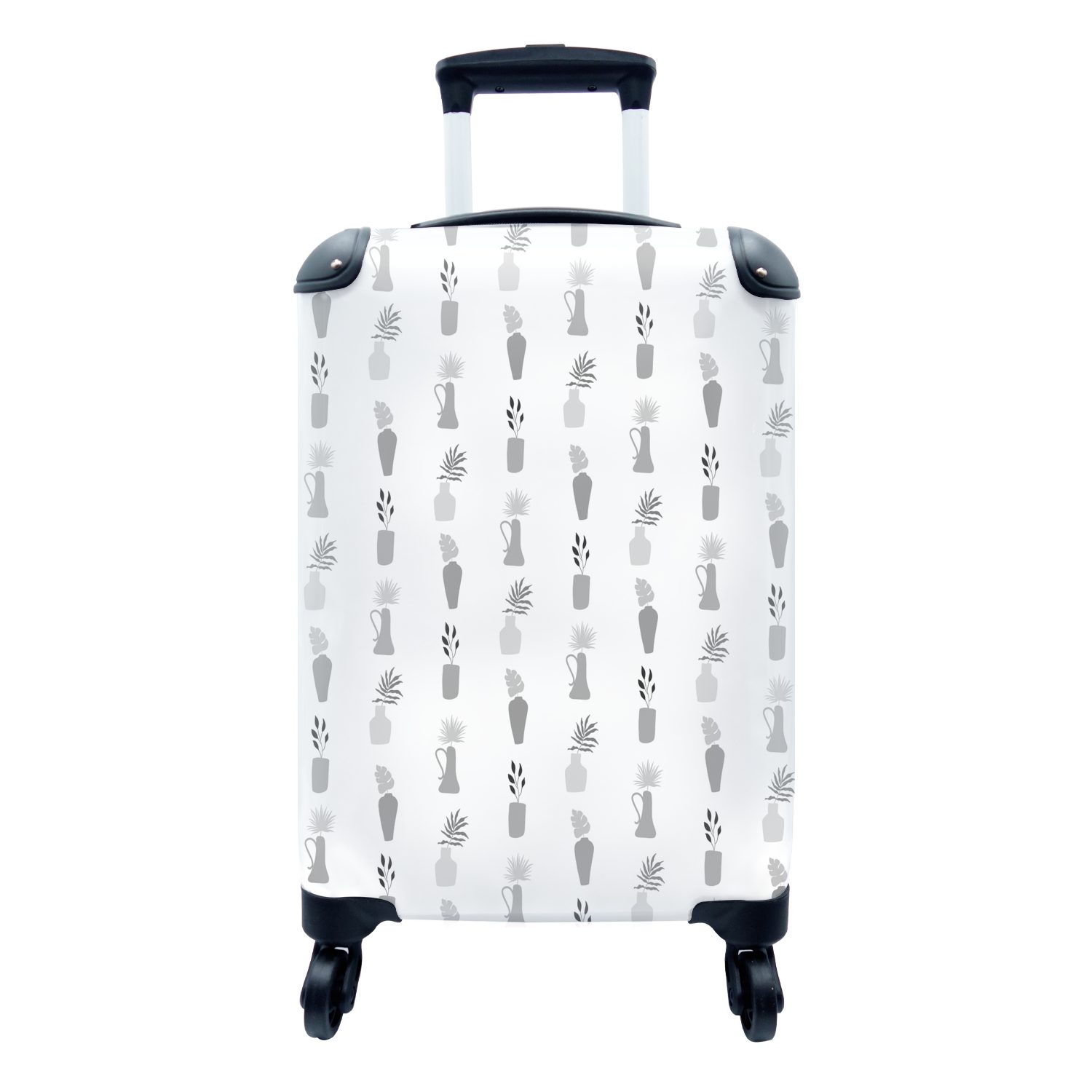 MuchoWow Handgepäckkoffer Hintergrund - Schwarz - Weiß, 4 Rollen, Reisetasche mit rollen, Handgepäck für Ferien, Trolley, Reisekoffer