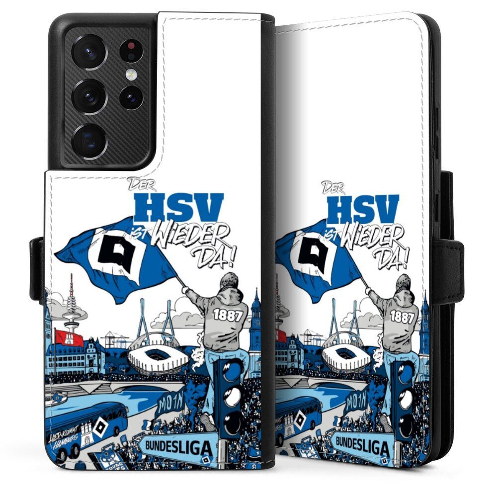 DeinDesign Handyhülle Hamburger SV Offizielles Lizenzprodukt Aufstieg, Samsung Galaxy S21 Ultra 5G Hülle Handy Flip Case Wallet Cover