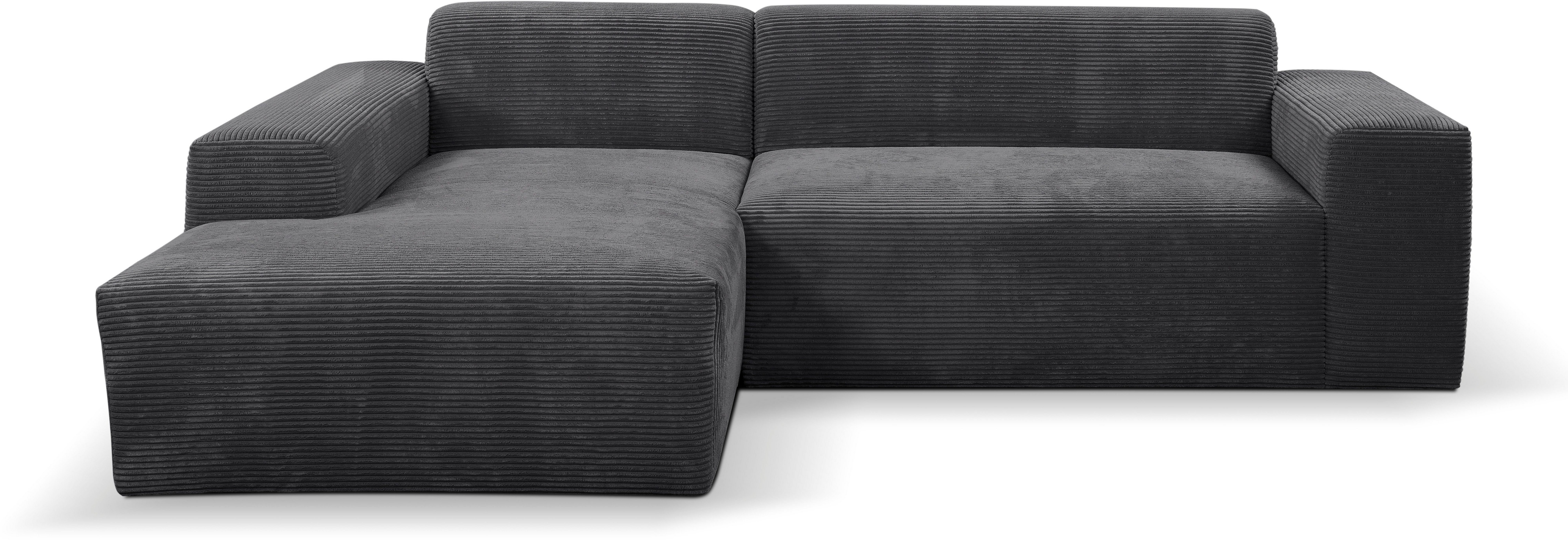 WERK2 Ecksofa Zeus L-Form, Curvy Trend Ecksofa mit urbaner Optik in weichem Cord