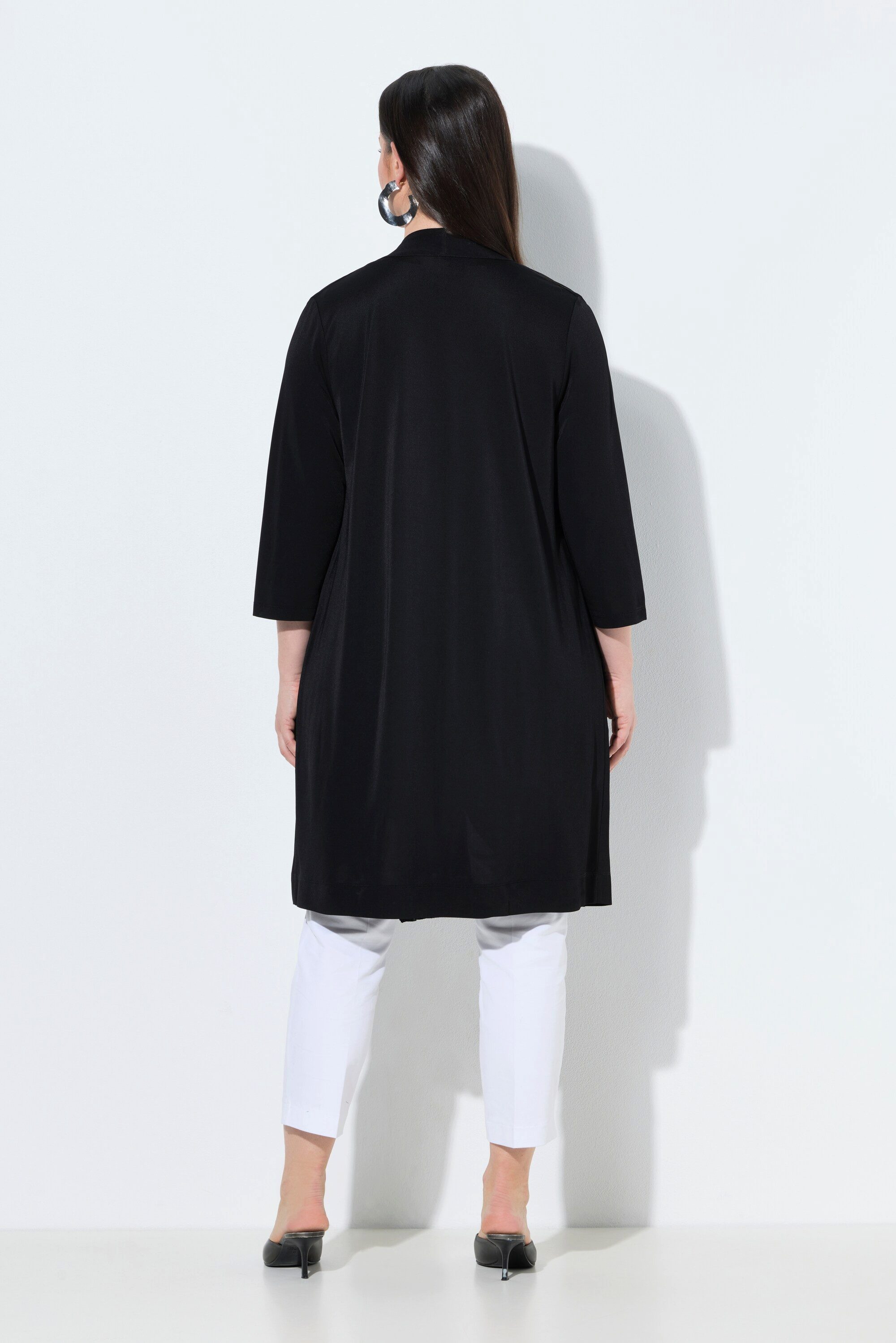 Ulla Popken Sommerjacke Slinky-Longjacke Schalkragen 3/4-Arm