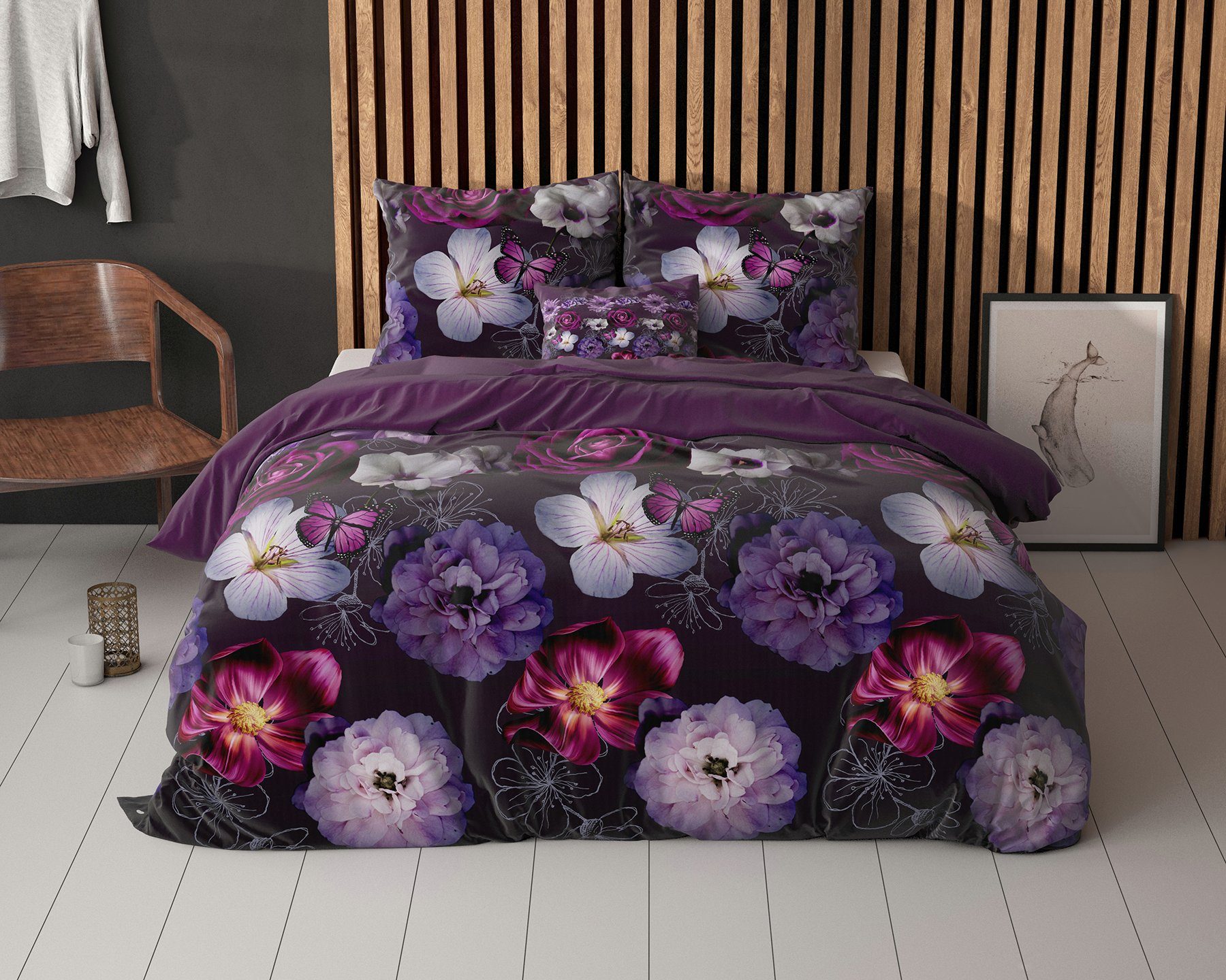 Sitheim-Europe Bettwäsche Elegance Magic Flower Bettwäsche-Set, Baumwolle, 3 teilig, Antiallergisch, knitterarm