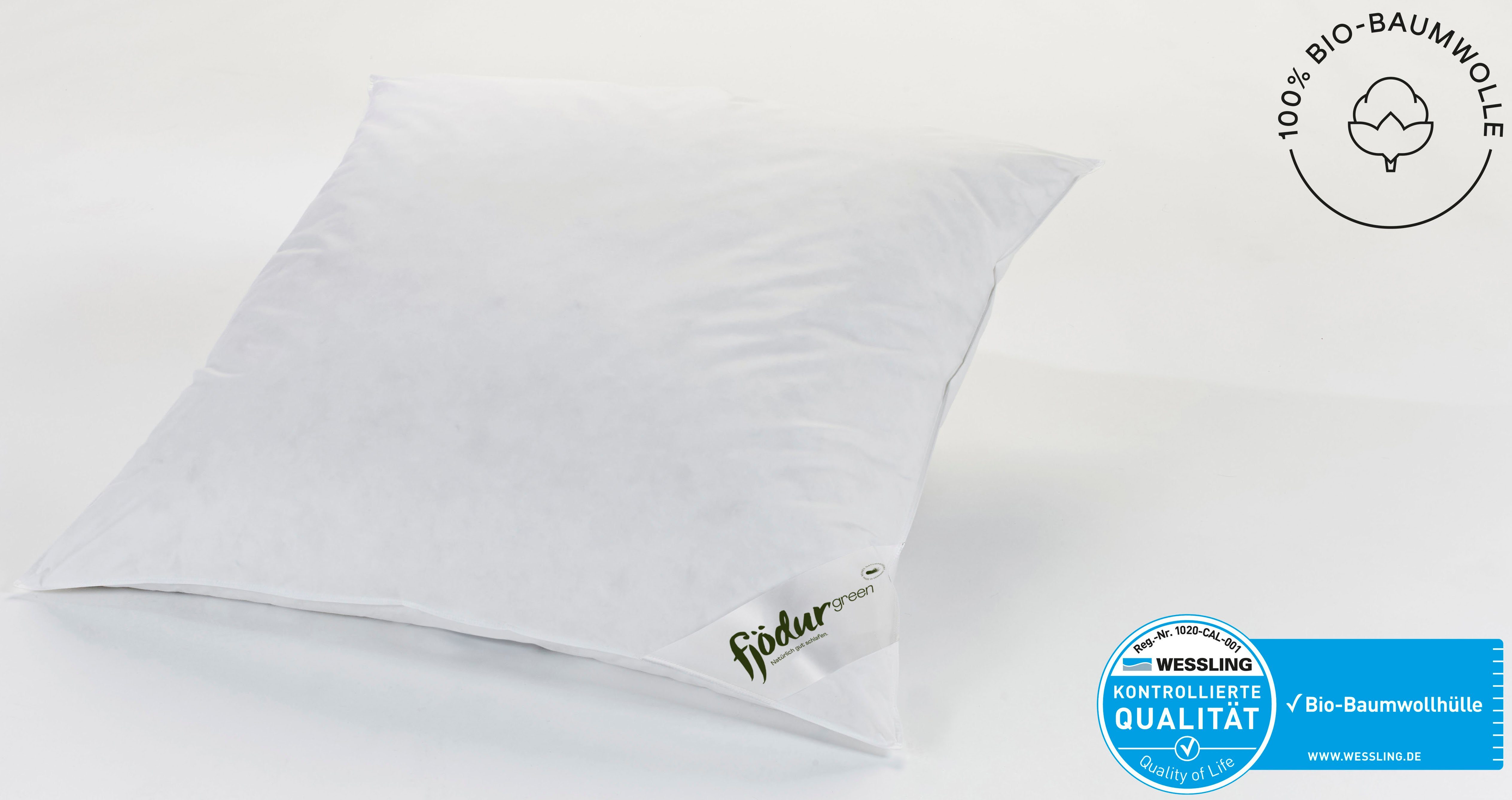 fjödur 3-Kammer-Kopfkissen Fleur, Kissen Made in Germany, Füllung: Außen: 50% Daunen % 50 %Federn, Innenkern aus Federn, Bezug: Bio-Baumwolle, Das 3-Kammerkisse – Bild 2 von 5