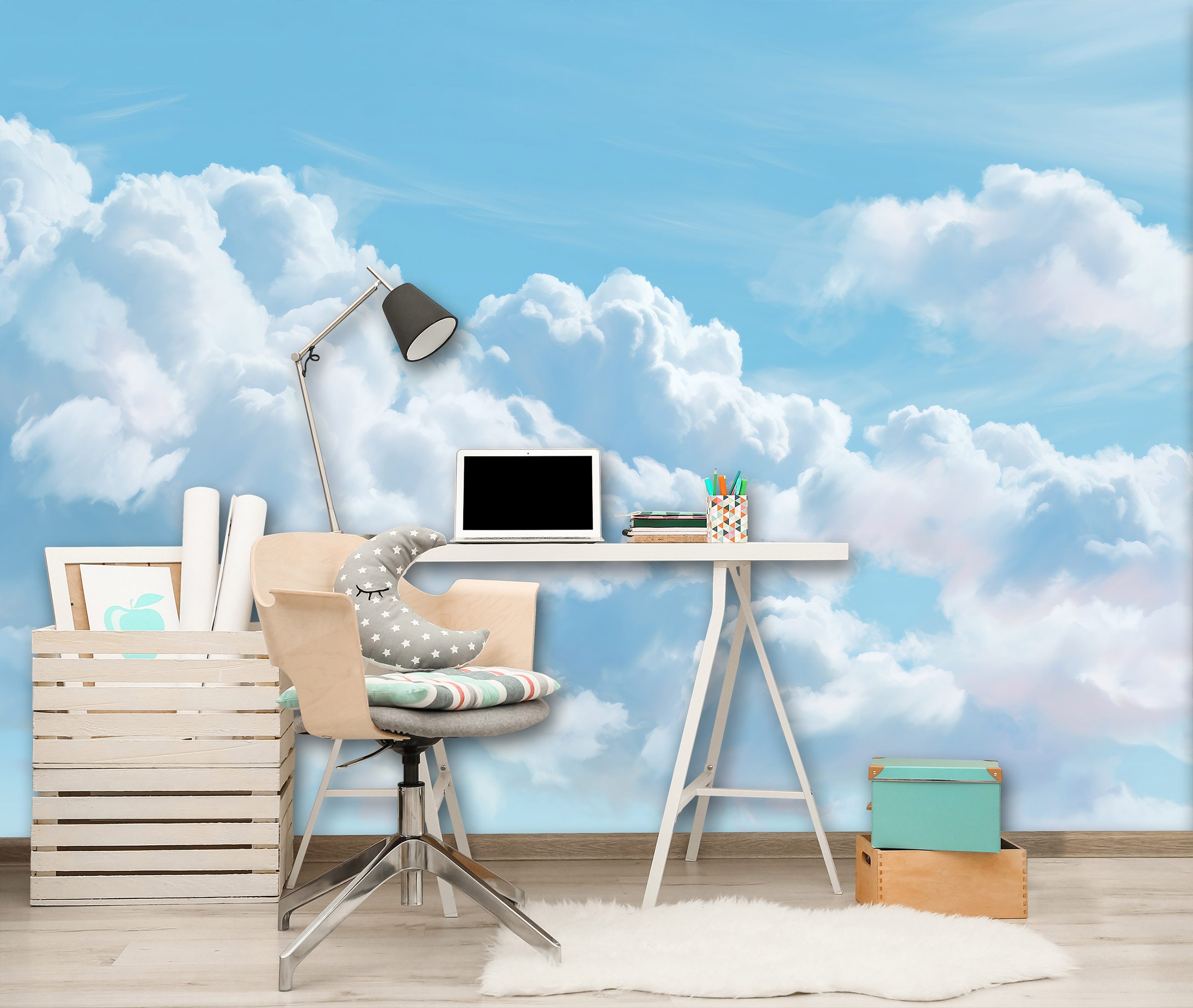 Wallarena Fototapete Wolken Himmel - Mehrfarbig - Modern - Vlies - Schlafzimmer, glatt, (3 St), 150x105cm