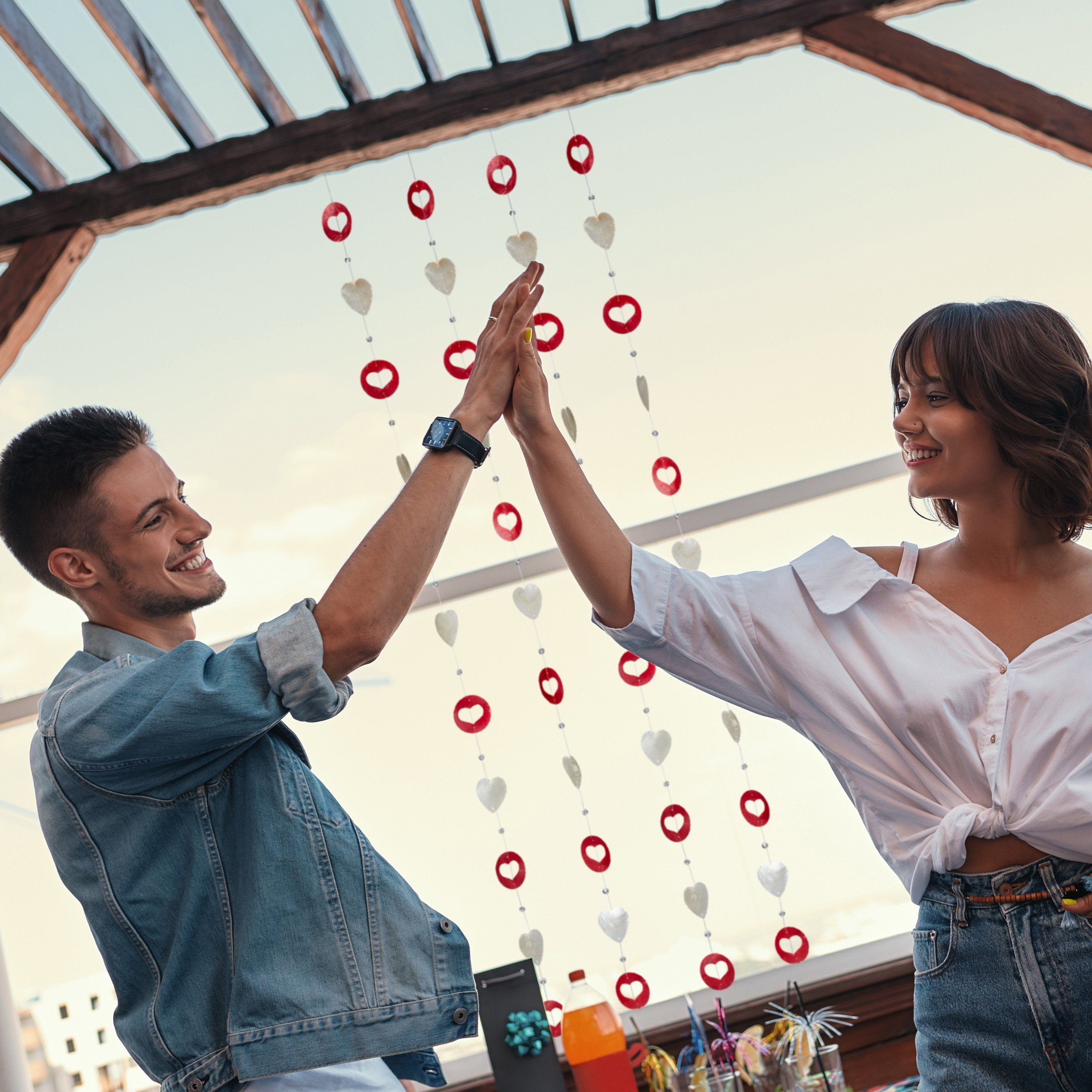 relaxdays Windspiel Capiz Girlande 4er Set, F