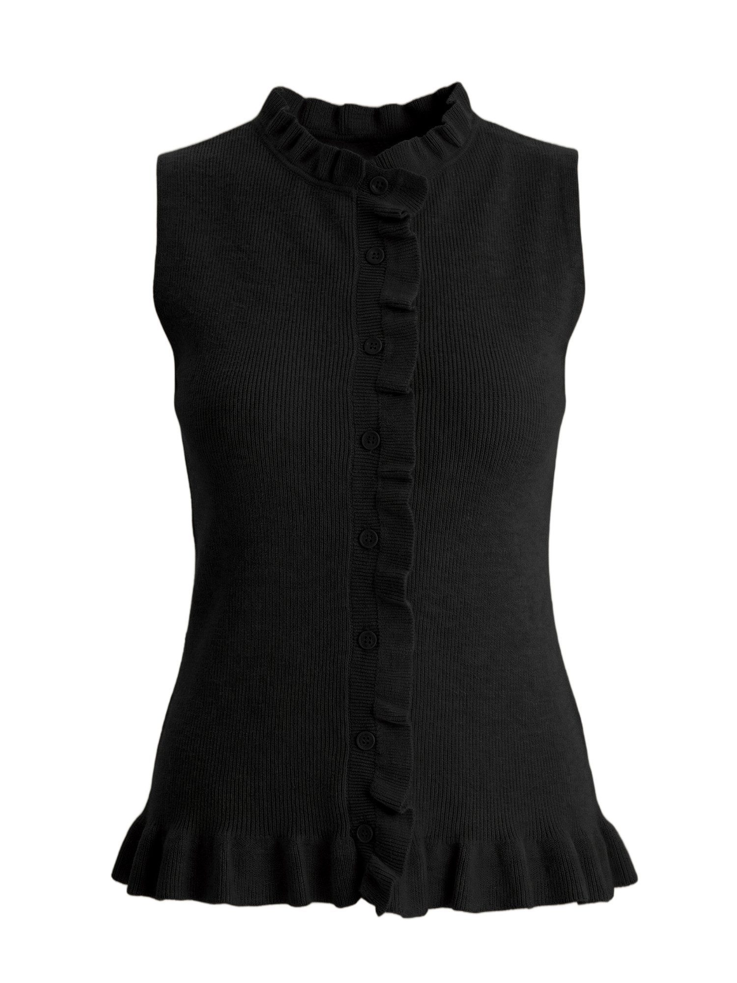 Imily Bela Kurzweste Damen Strickweste mit Rüschen und Knopfleiste (Packung, 1-tlg., 1per-Pack) einfarbig