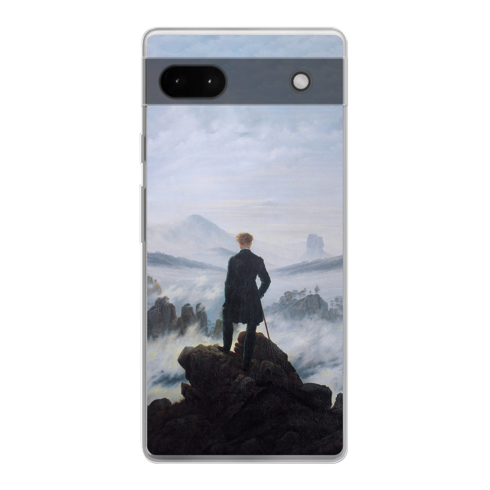 MuchoWow Handyhülle für Google Pixel 6a Der Wanderer über dem Nebelmeer - Caspar David Fri, Phone Case, Silikon, Schutzhülle Dünn