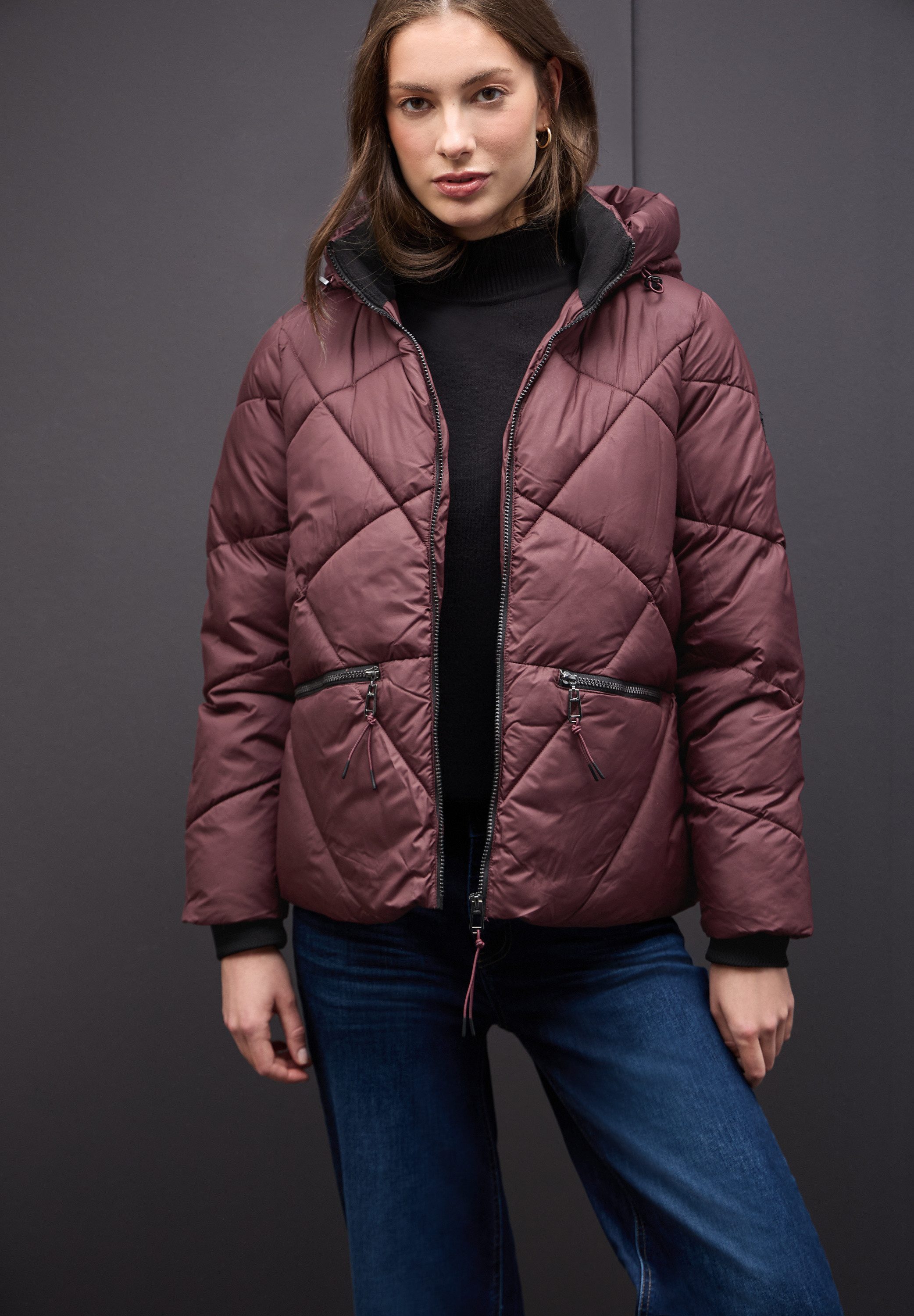 STREET ONE Steppjacke mit Kapuze mit Tunnelzugband