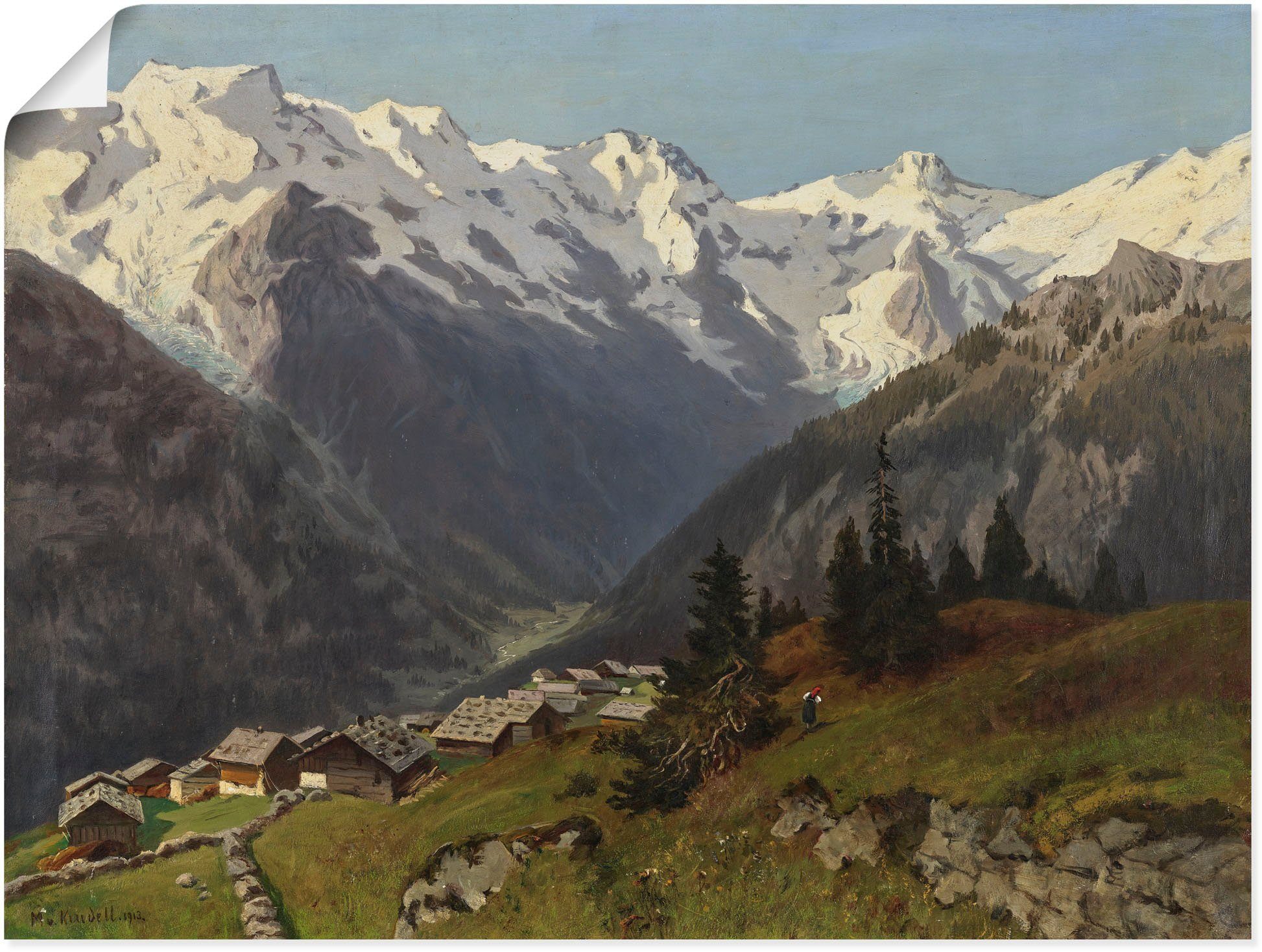 Wandaufkleber Berner & Alpenbilder Größen Schweiz. Oberland, als Alubild, Leinwandbild, 1913, oder Berge versch. in Mürren (1 St), Wandbild Poster Artland im