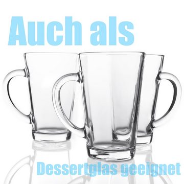 BigDean Latte-Macchiato-Glas 6x Latte Macchiato Gläser mit Henkel 300 ml - spülmaschinenfest, Glas