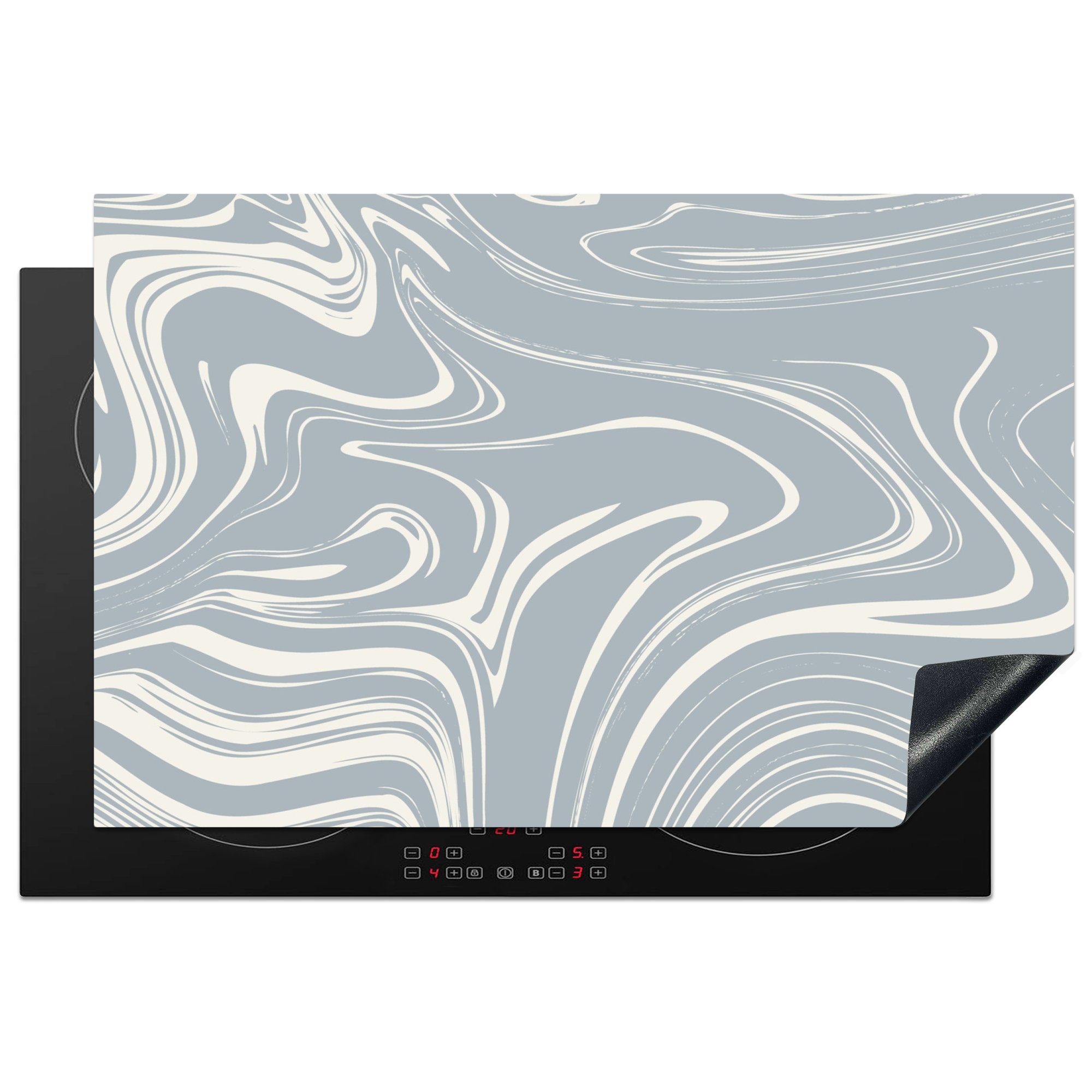 MuchoWow Herdblende-/Abdeckplatte Marmor - Grau - Gelb, Vinyl, (1 tlg), 81x52 cm, Induktionskochfeld Schutz für die küche, Ceranfeldabdeckung