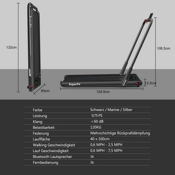 COSTWAY Laufband 2 in 1 Elektrisches Laufband, mit Fernbedienung, App-kontrolliert, LED, bis 120kg