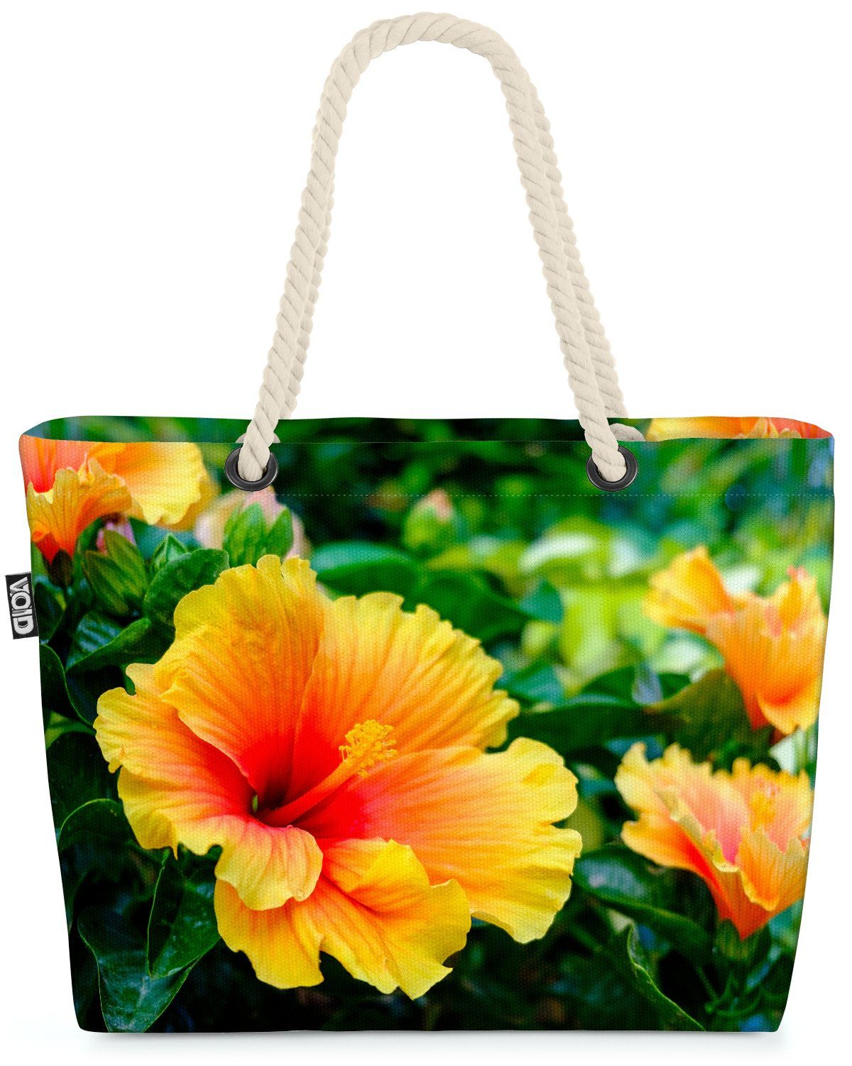 VOID Strandtasche (1tlg), Gelber Hibiskus Blüten Blumen Garten