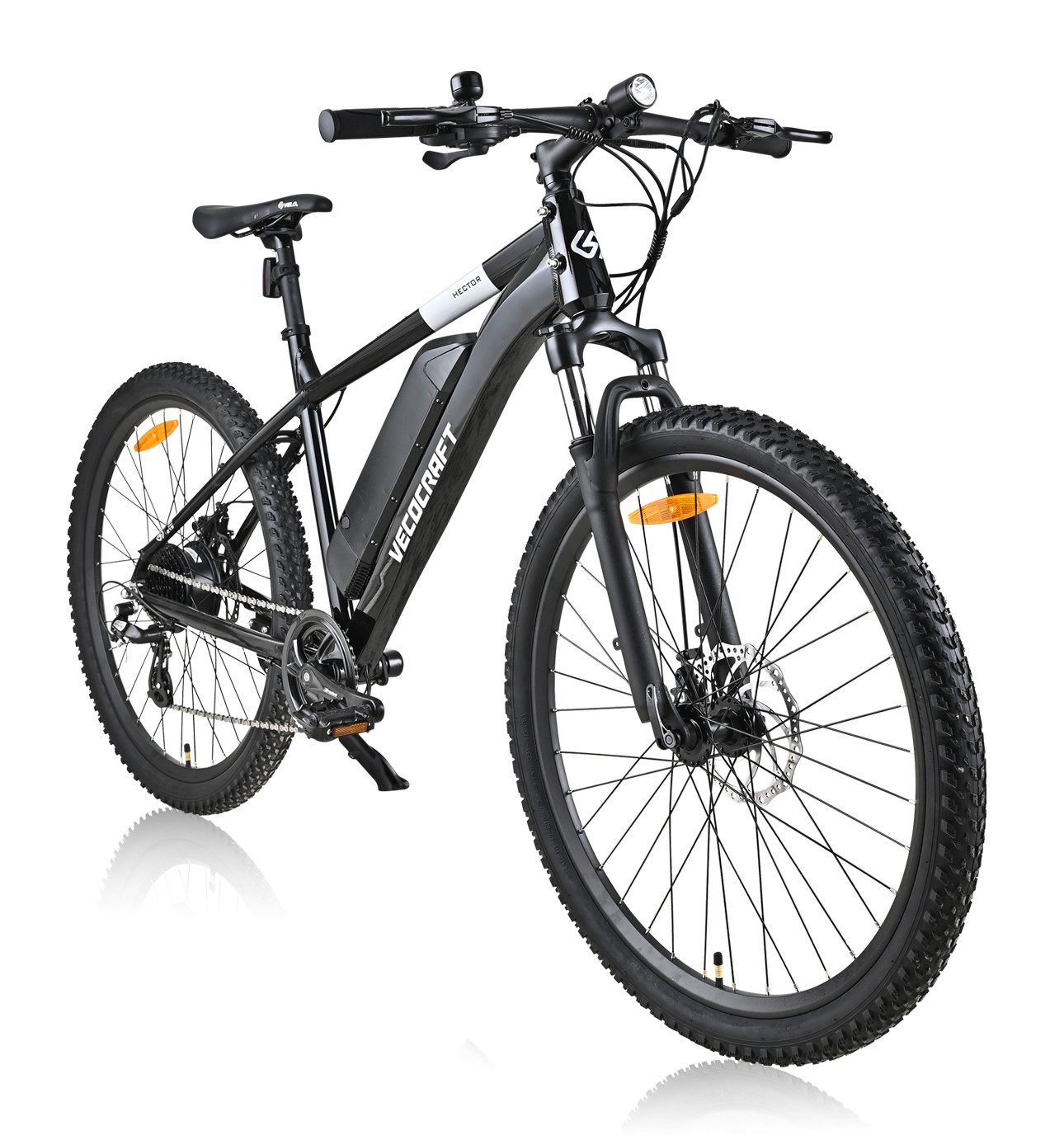 VECOCRAFT E-Bike HECTOR 27.5 Zoll 468WH mit Akku-Ladegerät, mit Werkzeug, 8 Gang Shimano, Kettenschaltung, Heckmotor, 468 Wh Baterrie