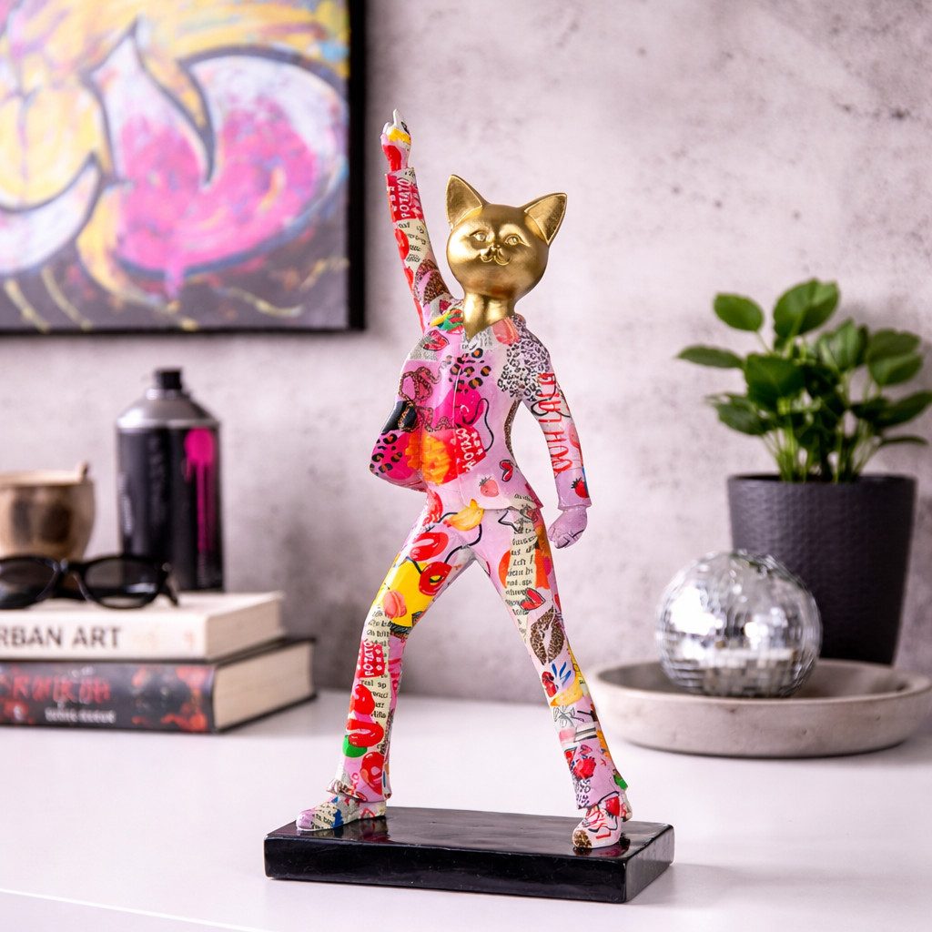 MF Tierfigur Katze Figur Nova mehrfarbig Streetart moderne Deko 40 cm