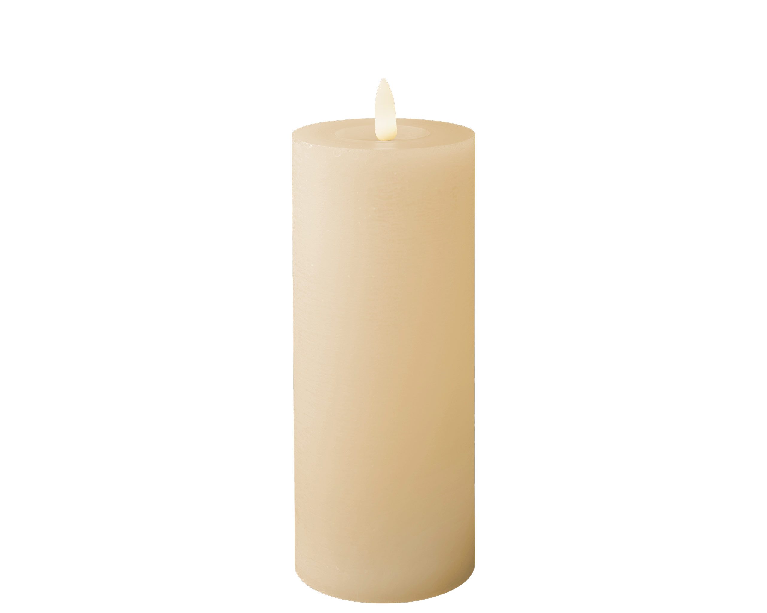 Lumineo LED-Kerze, Timer, warmweiß, LED Kerze 7x19cm mit Timer Wachs Rustik Creme / Warmweiß