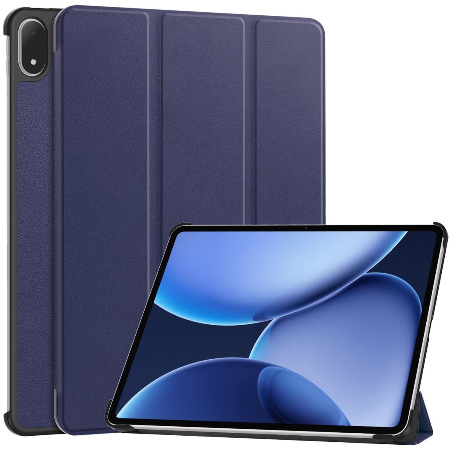 Wigento Tablet-Hülle Für OnePlus Pad 2 Pro / Pad 3 3folt Wake UP Smart Tasche Hülle D- Blau, 3-Fach Halterung, Kratzfest, Leicht
