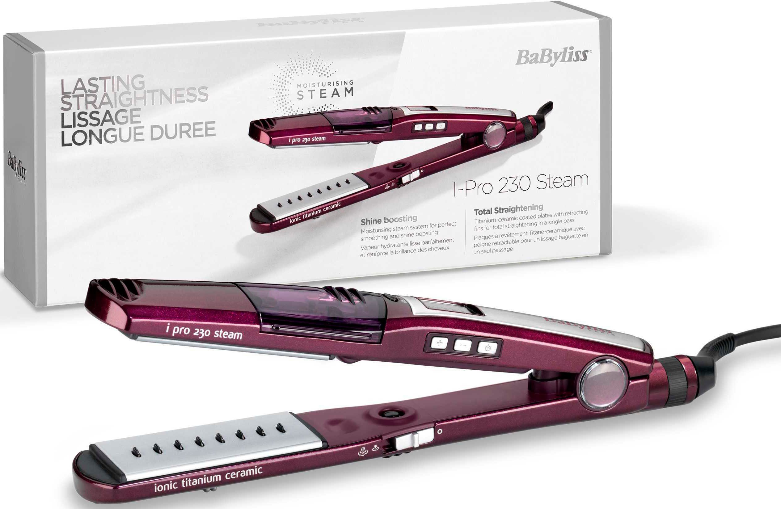 BaByliss Lockenstab Glätteisen Haar Haarglätter aus Keramik mit  Dampffunktion Babyliss ST395E