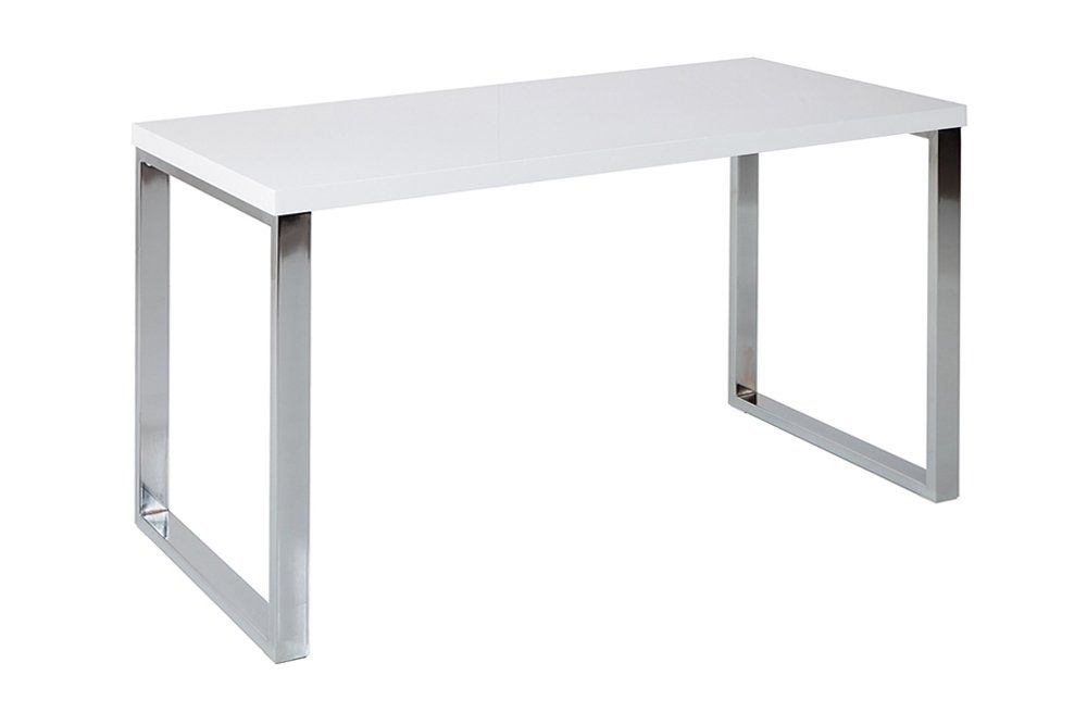 riess-ambiente Schreibtisch WHITE DESK 120cm weiß / silber, Arbeitszimmer · Hochglanz · Modern Design · Metall · Home Office
