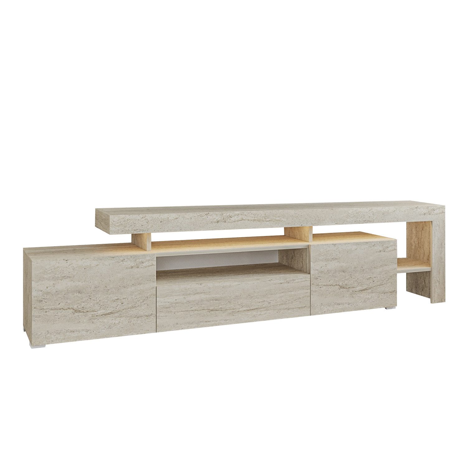moebel17 Lowboard Lowboard Beige Granit Optik mit LED Beleuchtung 3069 (Ein günstig online kaufen