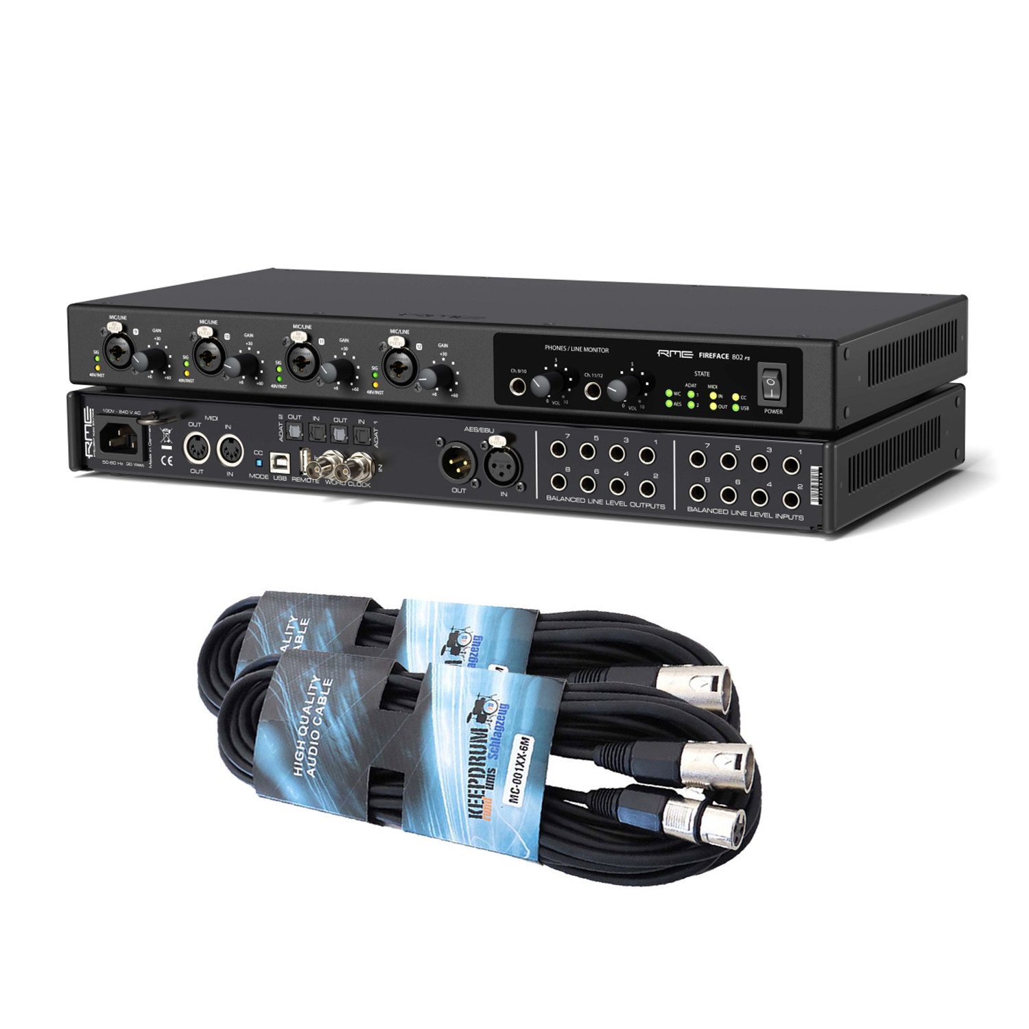 RME Audio Interface Fireface 802 FS AE Sonderedition mit 2x Kabel Digitales Aufnahmegerät