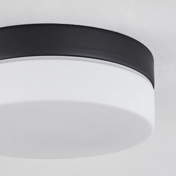 hofstein Deckenleuchte »Sospirold« aus Aluminium/Glas in Schwarz/Weiß, ohne Leuchtmittel, runde Deckenlampe, E27, IP44