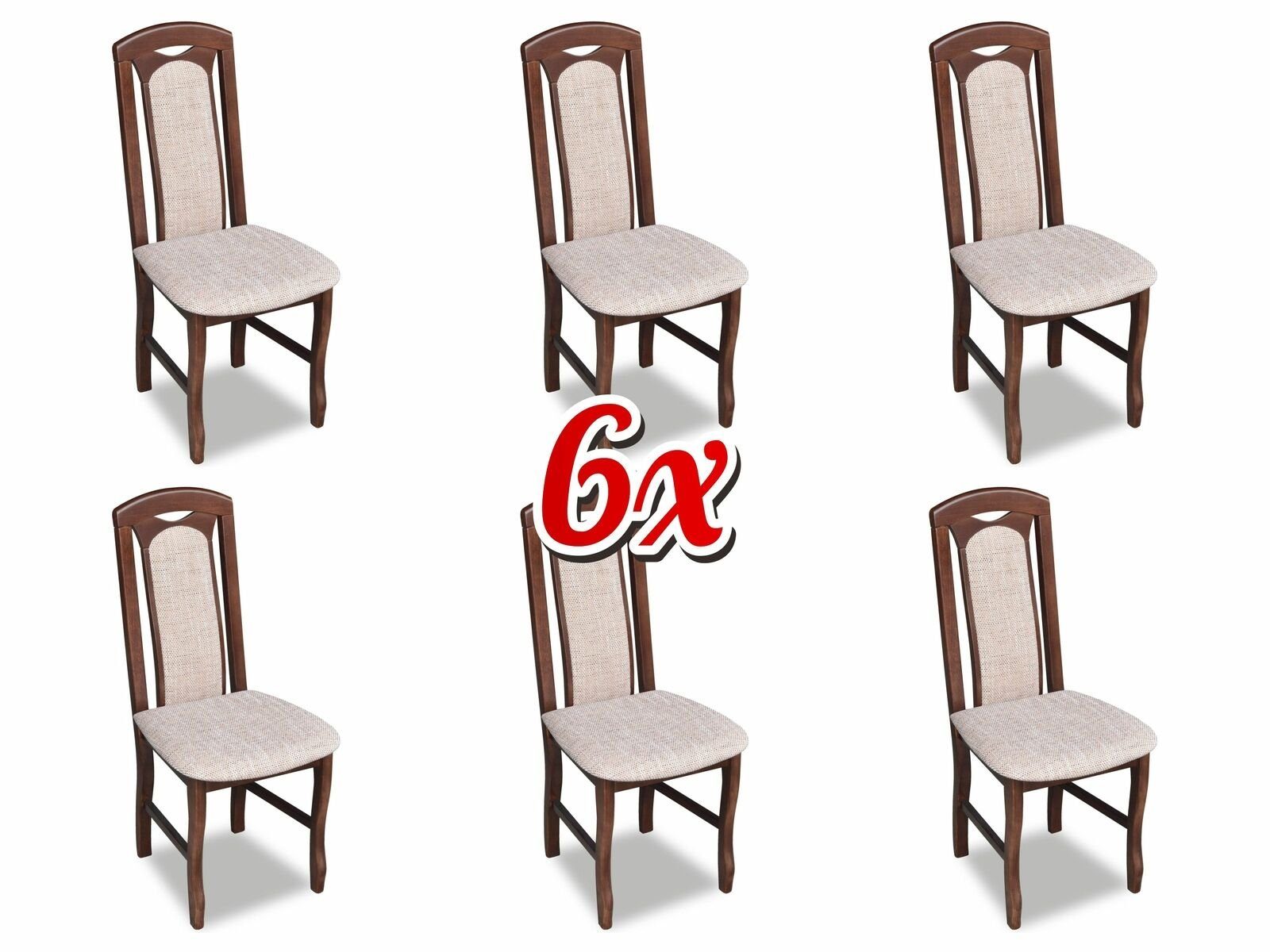 Stuhl, Sitz Massiv Sessel Luxus 6x Holz Modern Stuhl Esszimmer Stühle Restaurant JVmoebel Set