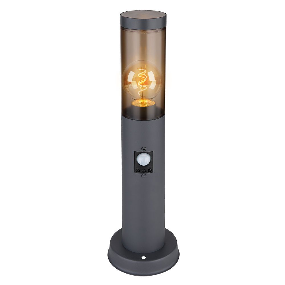 GLOBO LIGHTING Stehlampe, Leuchtmittel nicht inklusive, Außenstehleuchte Sockellampe Gartenlampe Bewegungsmelder E27 H 45 cm