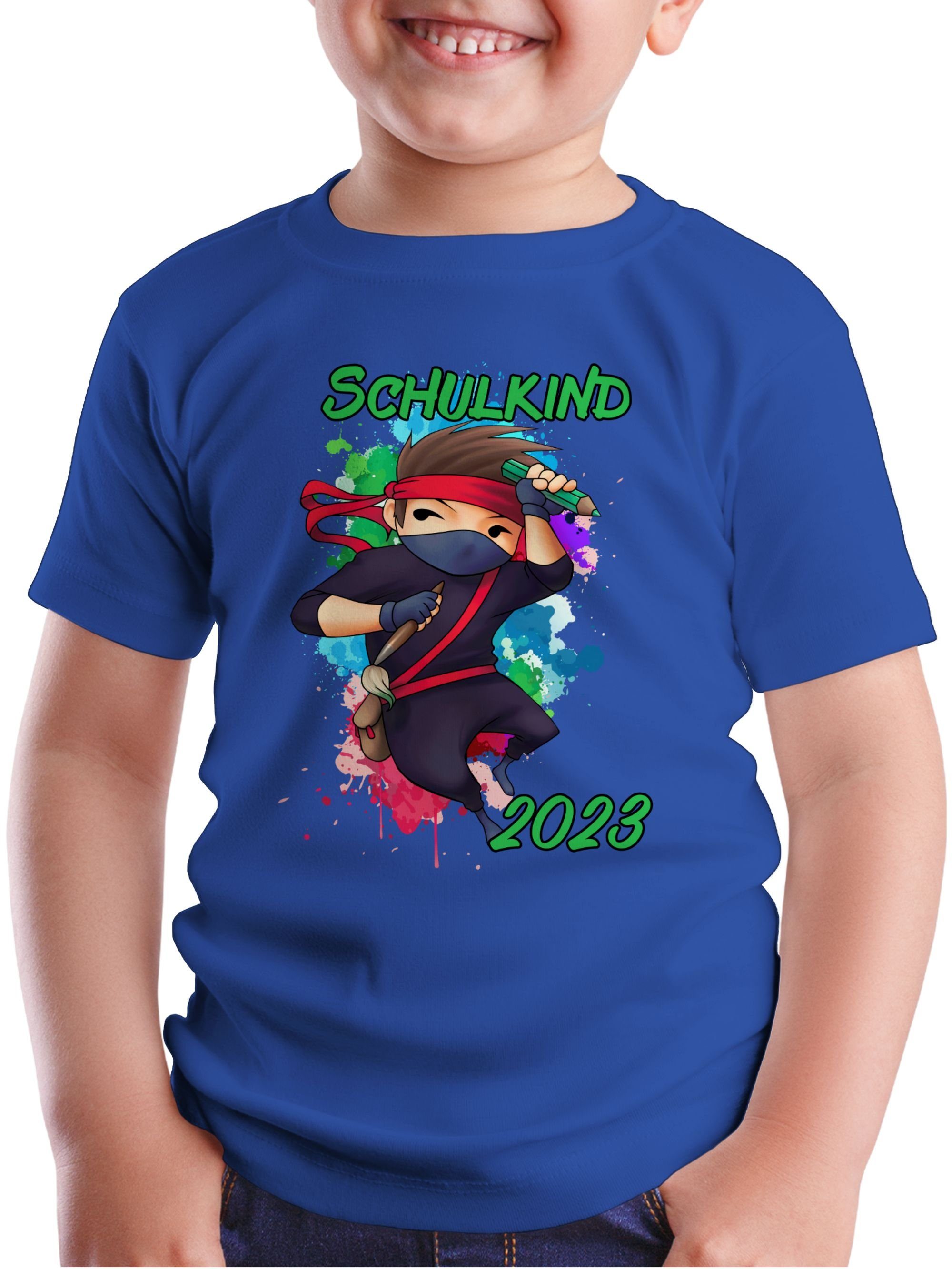 Shirtracer T-Shirt Junge Geschenke Ninja Junge 2023 Schulanfang Royalblau Cooler Einschulung 2