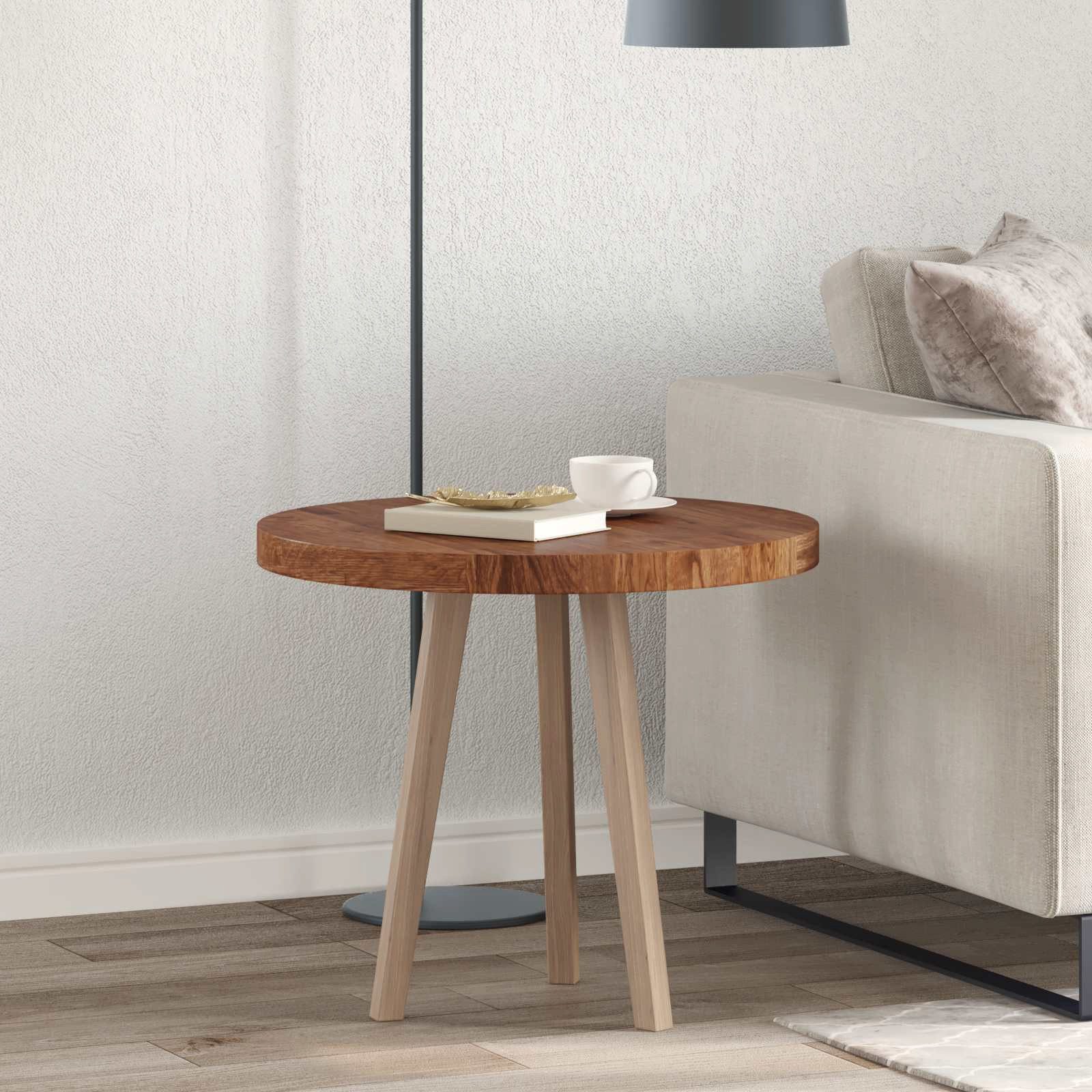 vidaXL Tischplatte Tischplatte Ø 60 x 4 cm Rund Massivholz Eiche Hellbraun (1 St)