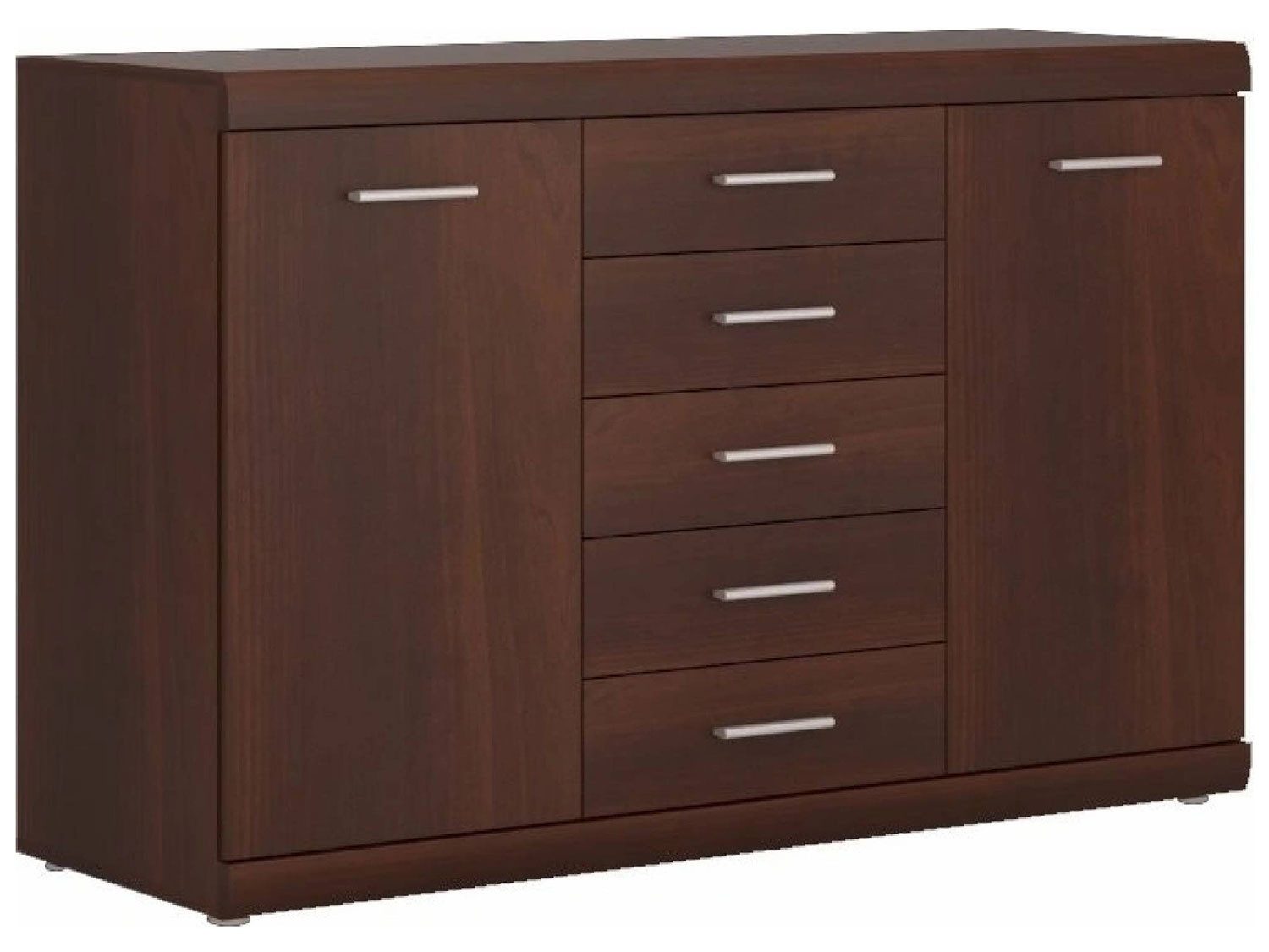 Feldmann-Wohnen Sideboard Imperial (2 Holztüren, 2 Einlegeböden, 5 Schubkästen, 1 St., moderne Nussbaumoptik, Kunststoffgriffe), 140x45x89,3cm Nussbaum Imperial