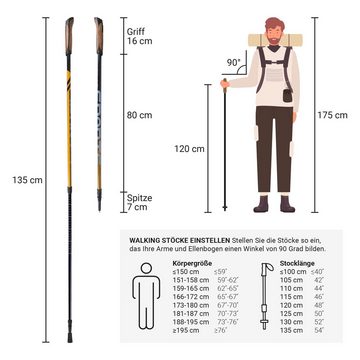 MSports® Nordic-Walking-Stöcke »MSPORTS Nordic Walking Stöcke Carbon Premium - aus hochwertigem Carbon - Superleicht - individuell einstellbar - auswählbar mit Tragetasche - Walking Sticks«