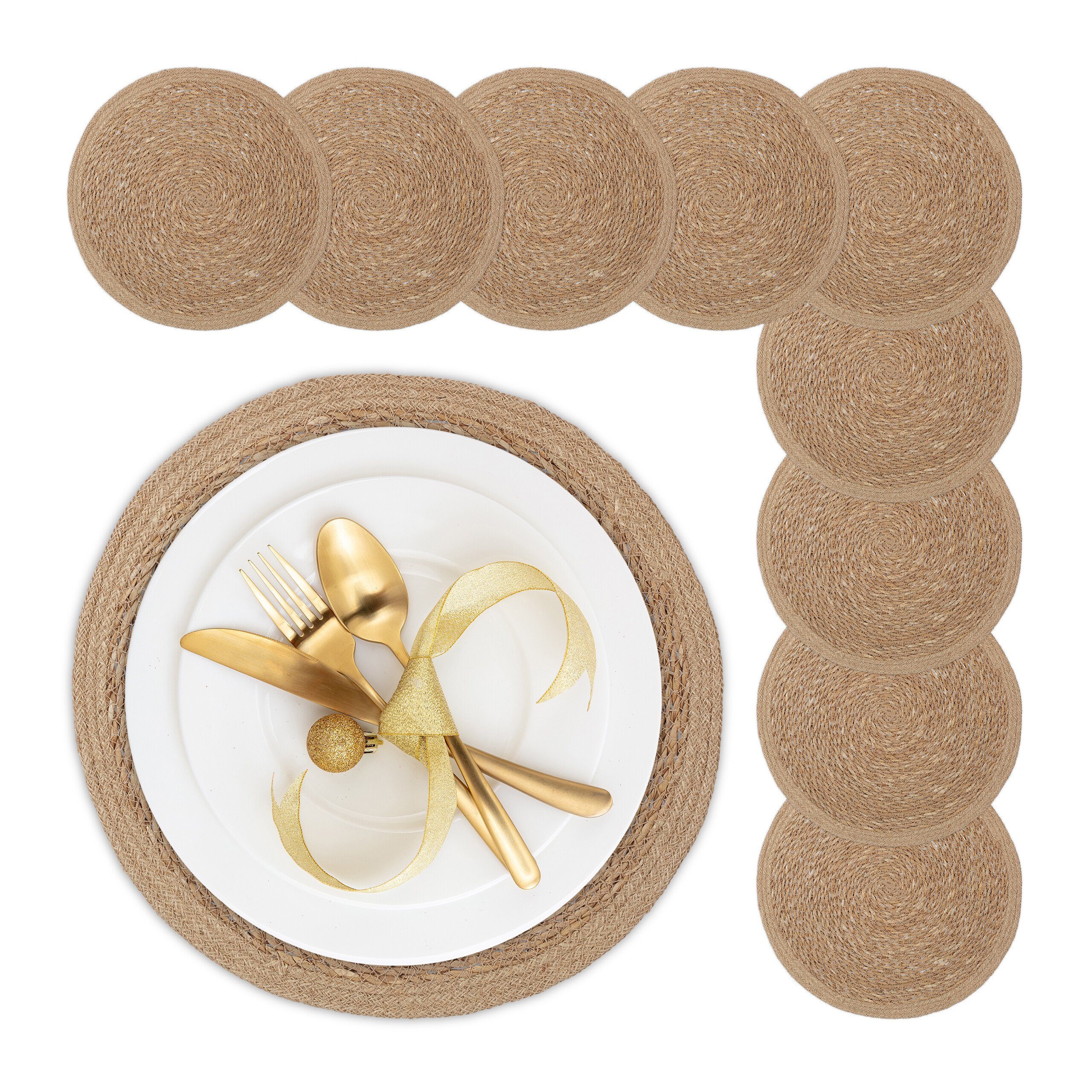 relaxdays Platzset Tischset 10-teilig Wasserhyazinthe günstig online kaufen