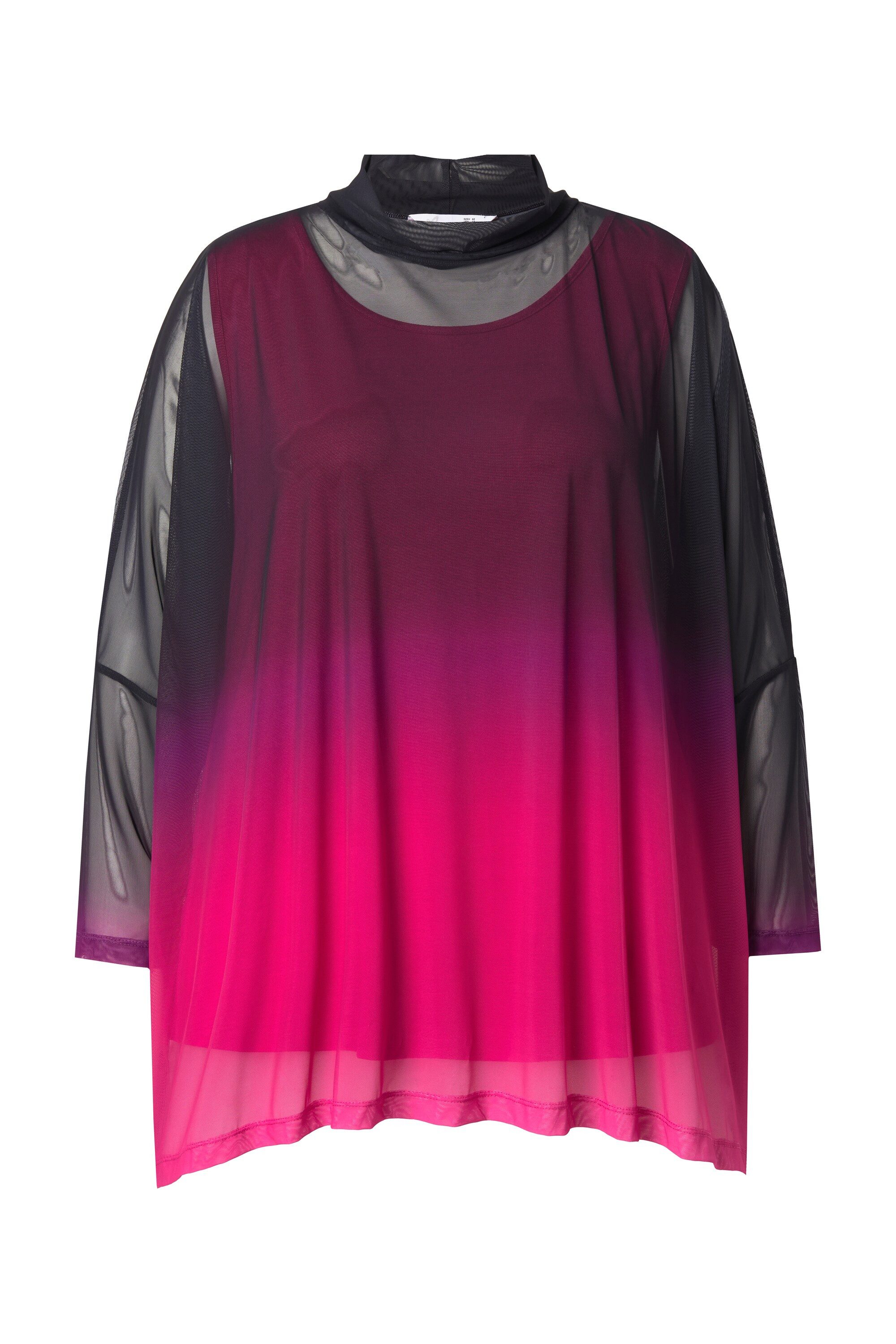 Longbluse Mesh-Bluse oversized Farbverlauf blickdichtes Top