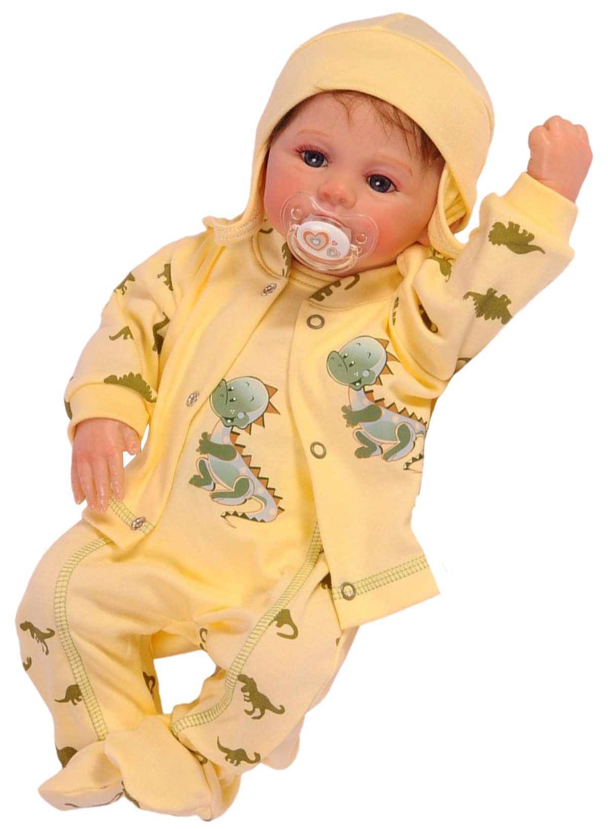 Strampler, Jäckchen & Mütze Strampler Mütze und Hemdchen Set Baby Anzug 3tlg Erstlingsset