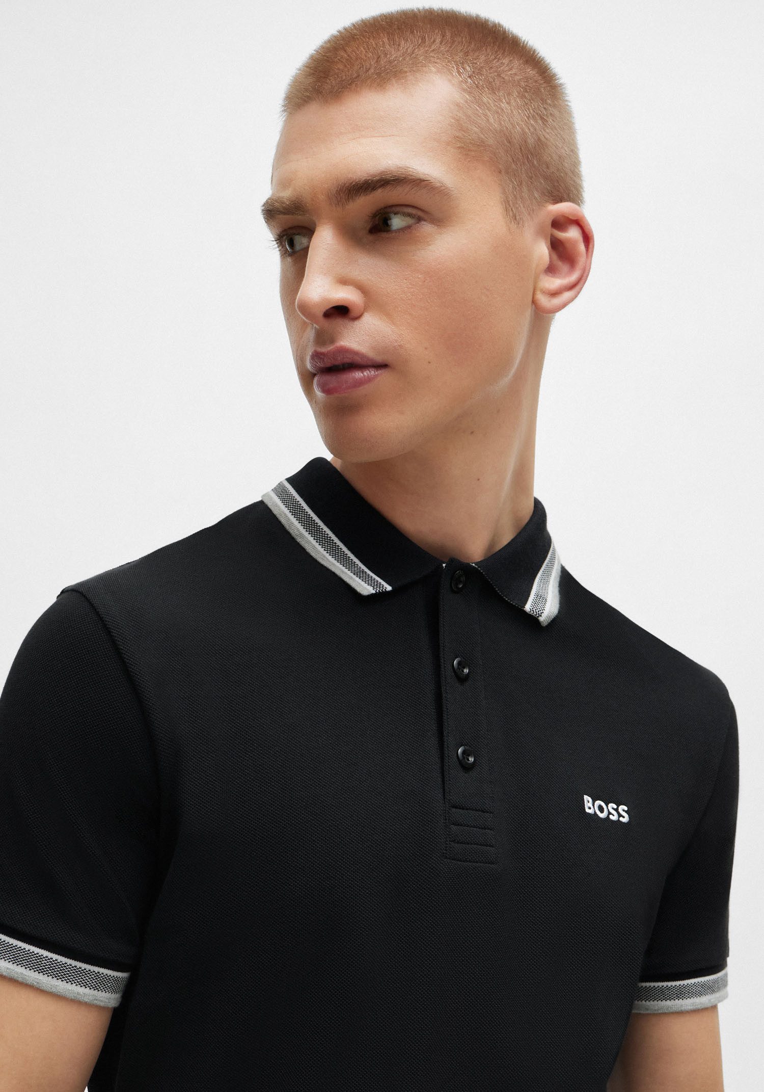 BOSS GREEN Poloshirt Paddy atmungsaktive Piqué-Webstruktur, Flachstrickkragen, gerader Schnitt