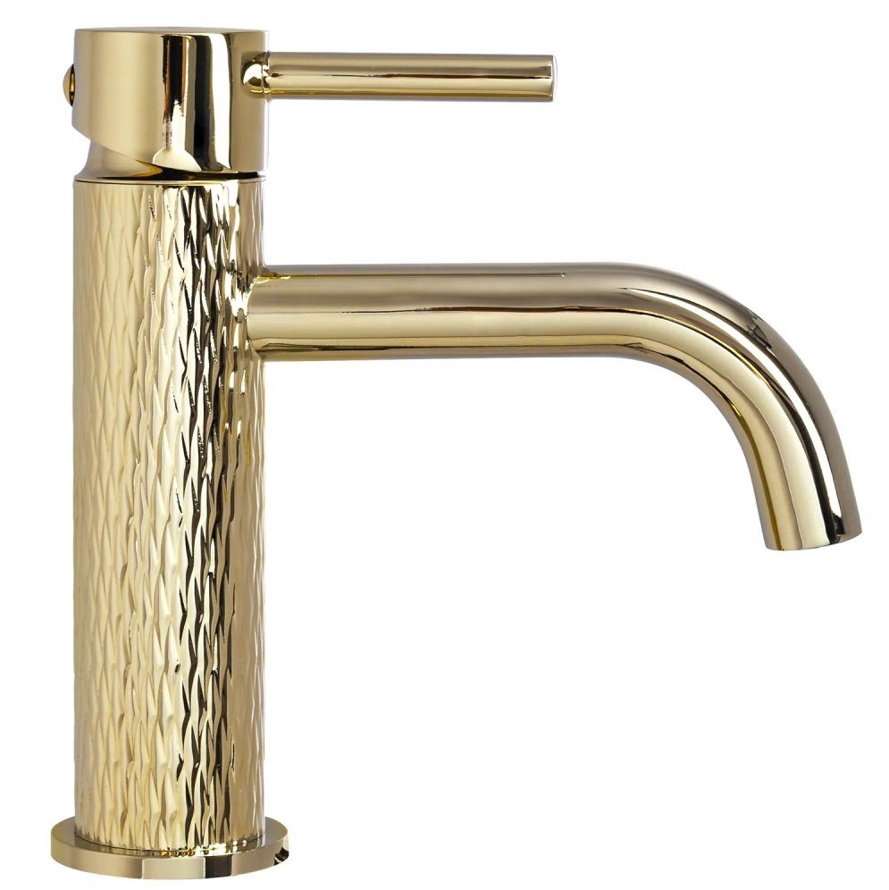 wohnwerk.idee Badarmatur Waschbeckenarmatur Wasserhahn Gold Einhebelmischer Lungo
