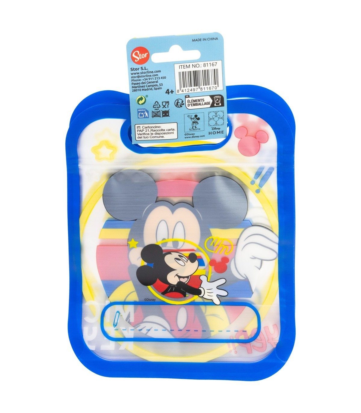 Disney Mickey Mouse Brottasche 4 Stück mit Zip Verschluss für Obst Kekse und Snacks, (Spar-Set, 4-tlg)