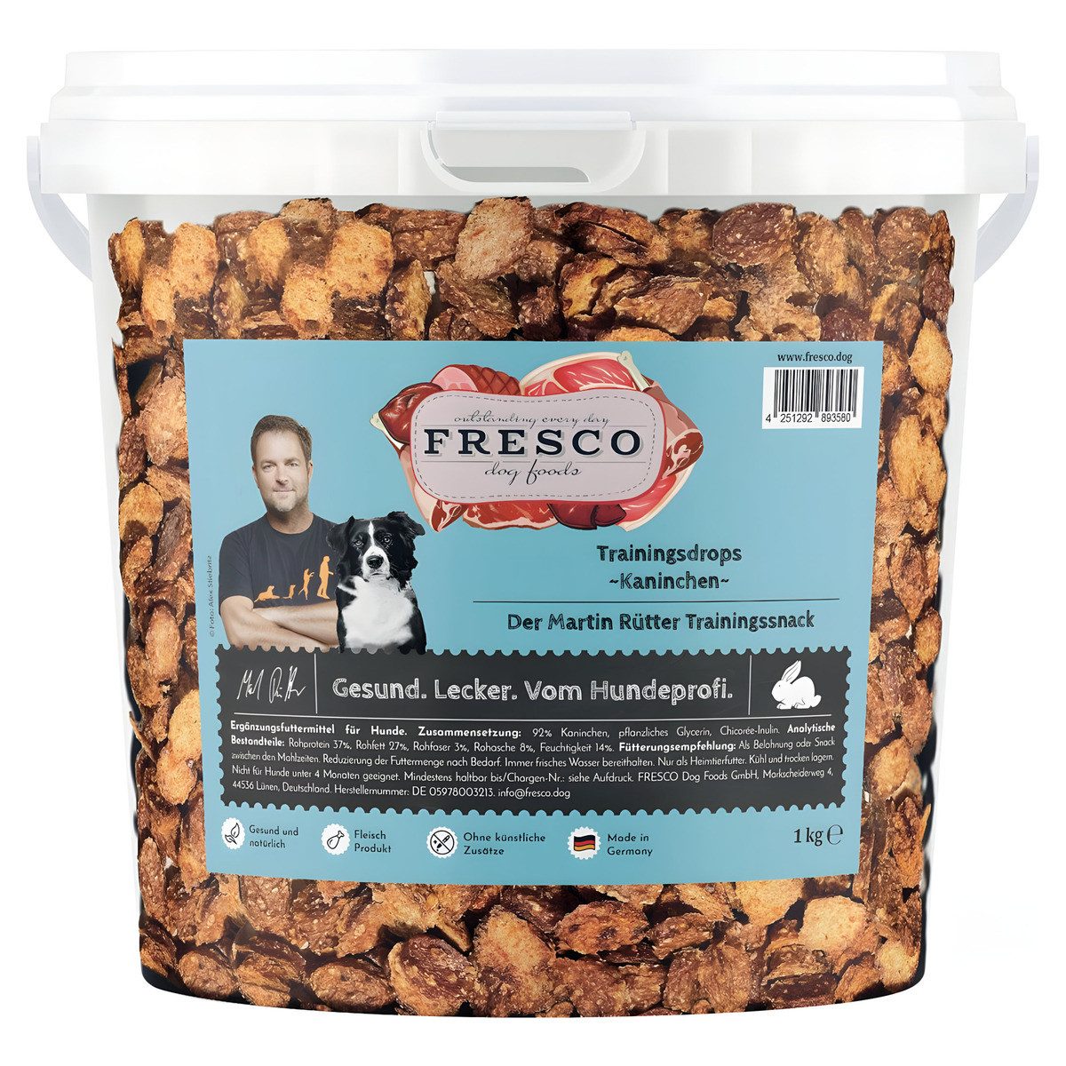 Fresco Martin Rütter Trainingsdrops Kaninchen 1 kg Eimer, Nassfutter für: Hund