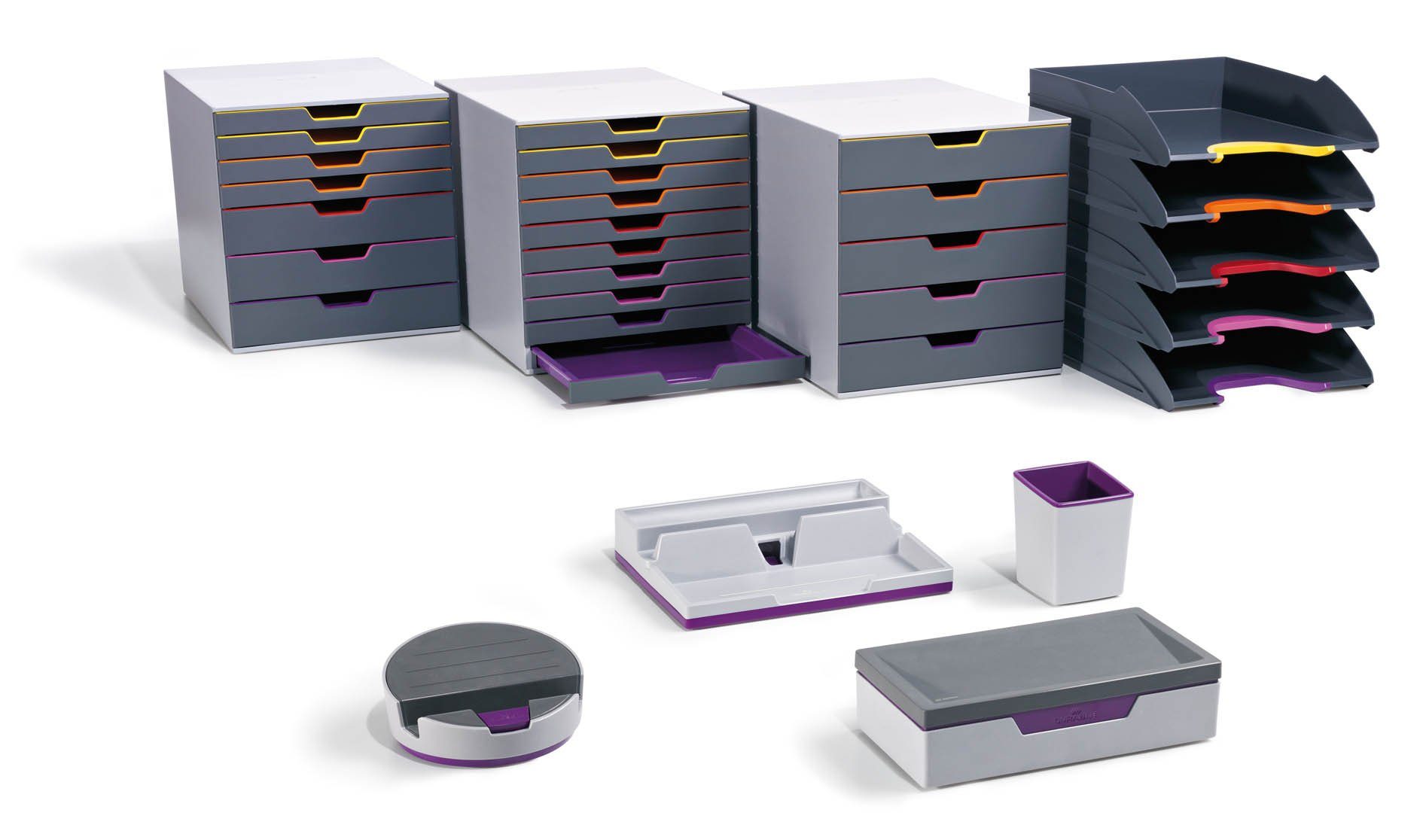 DURABLE Schubladenbox Durable Varicolor Mix Safe, Durable Schubladenbox abschließbar (Varicolor 4 Mix Safe) 4 Fächer, mi