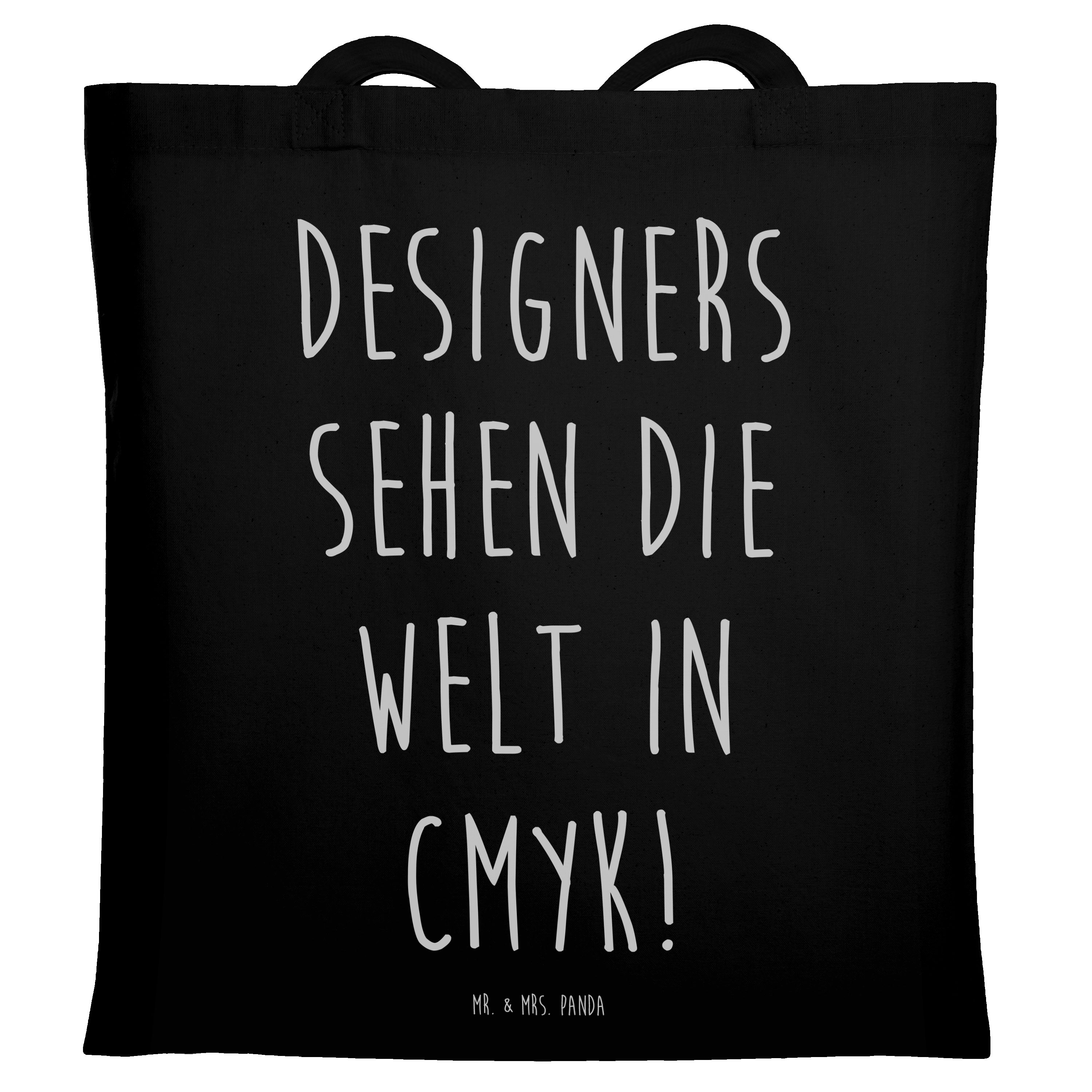 Mr. & Mrs. Panda Tragetasche Designers sehen die Welt in CMYK! - Schwarz - Geschenk, Stoffbeutel, (1-tlg), Modisches Design