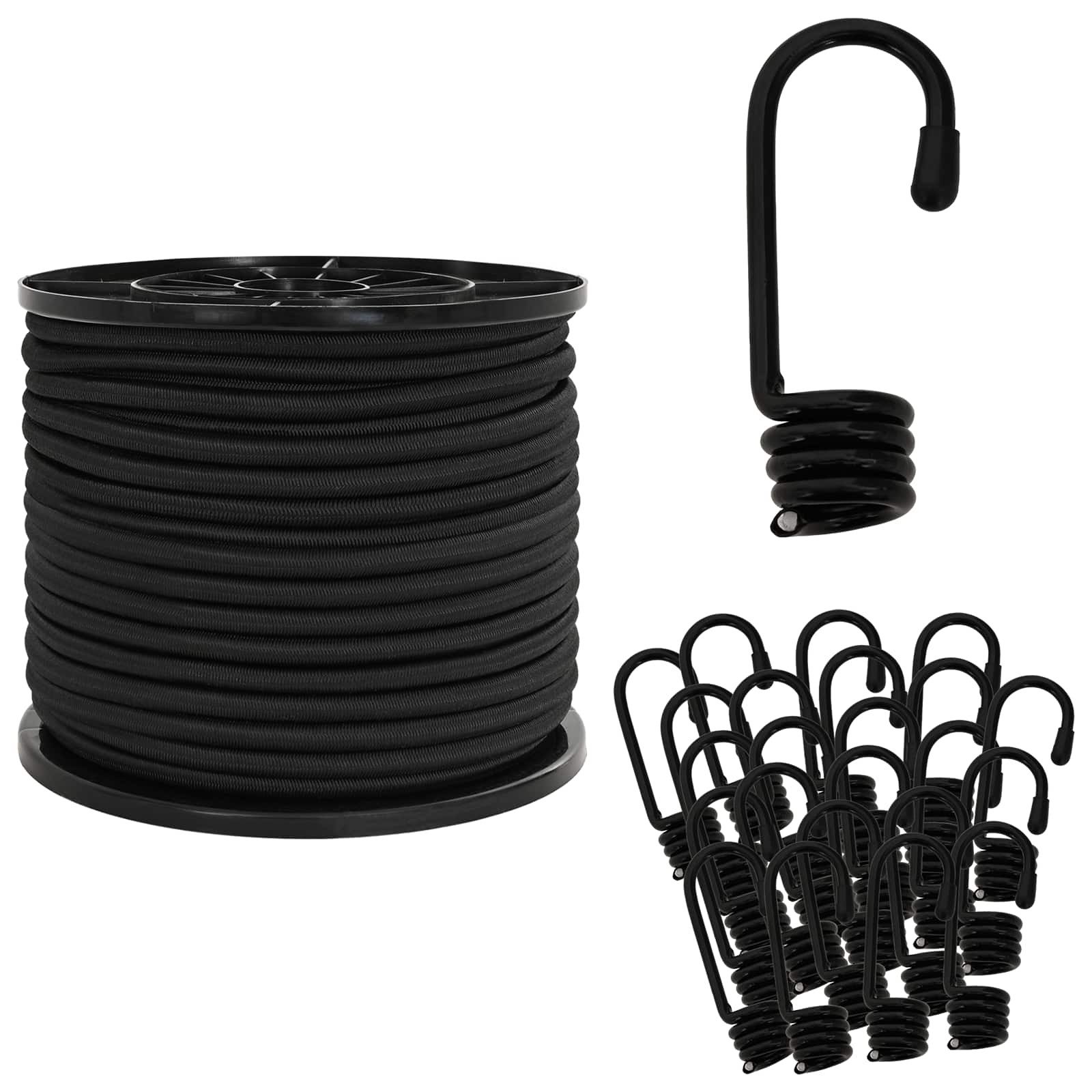 vidaXL Seil Bungee-Schnüre mit Haken 10 mm Schwarz PP und Gummi